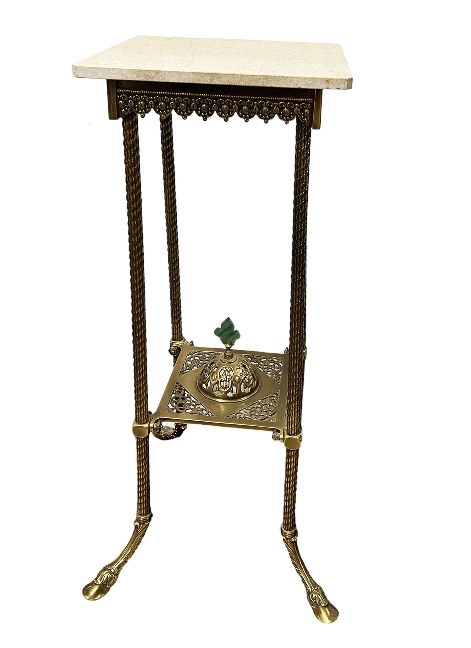 Brass & Travertine Pedestal Stand. (1 of 2)