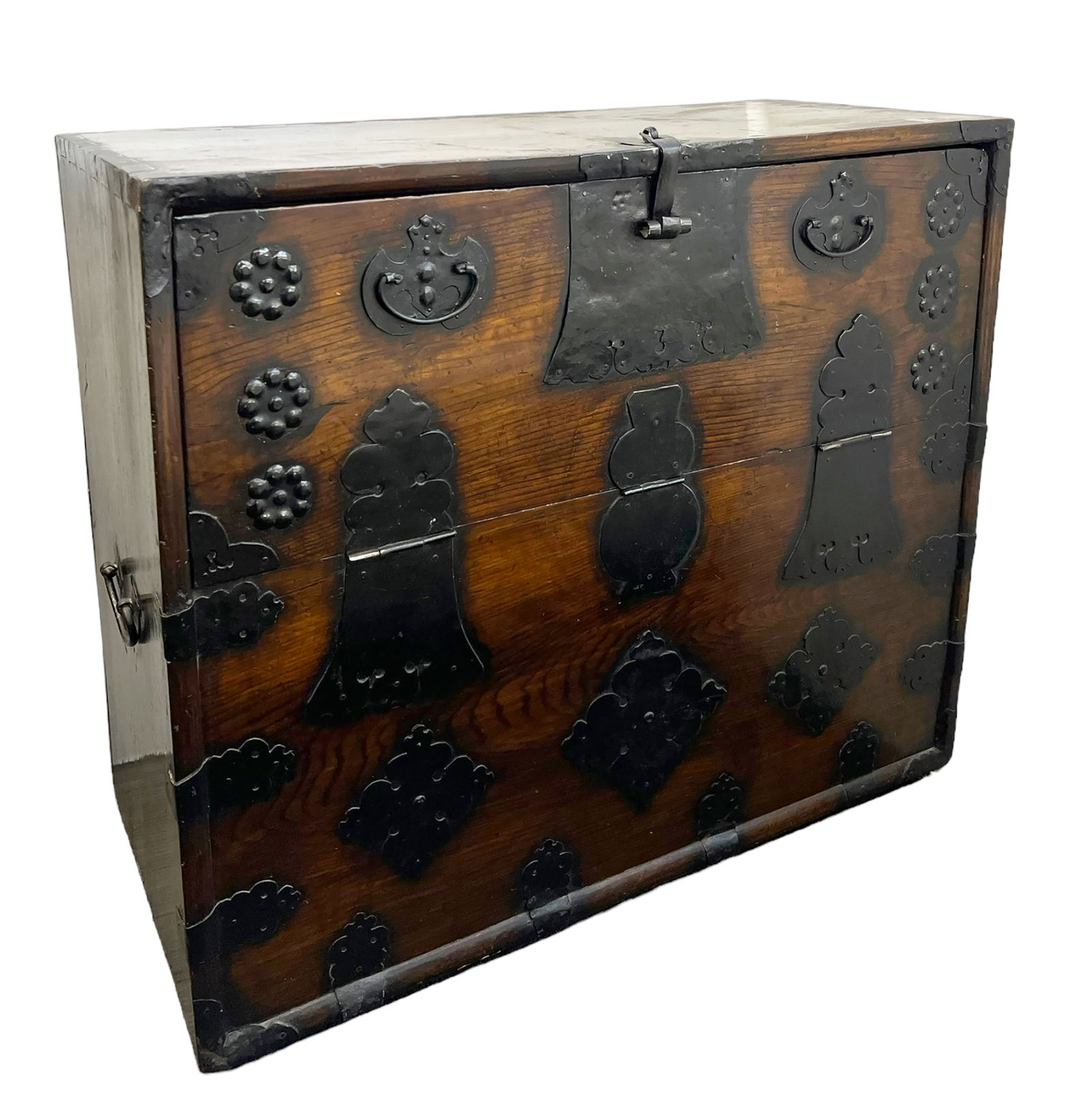 Antique Asian Wood Chest w/ Iron Mounts. (1 of 3)
