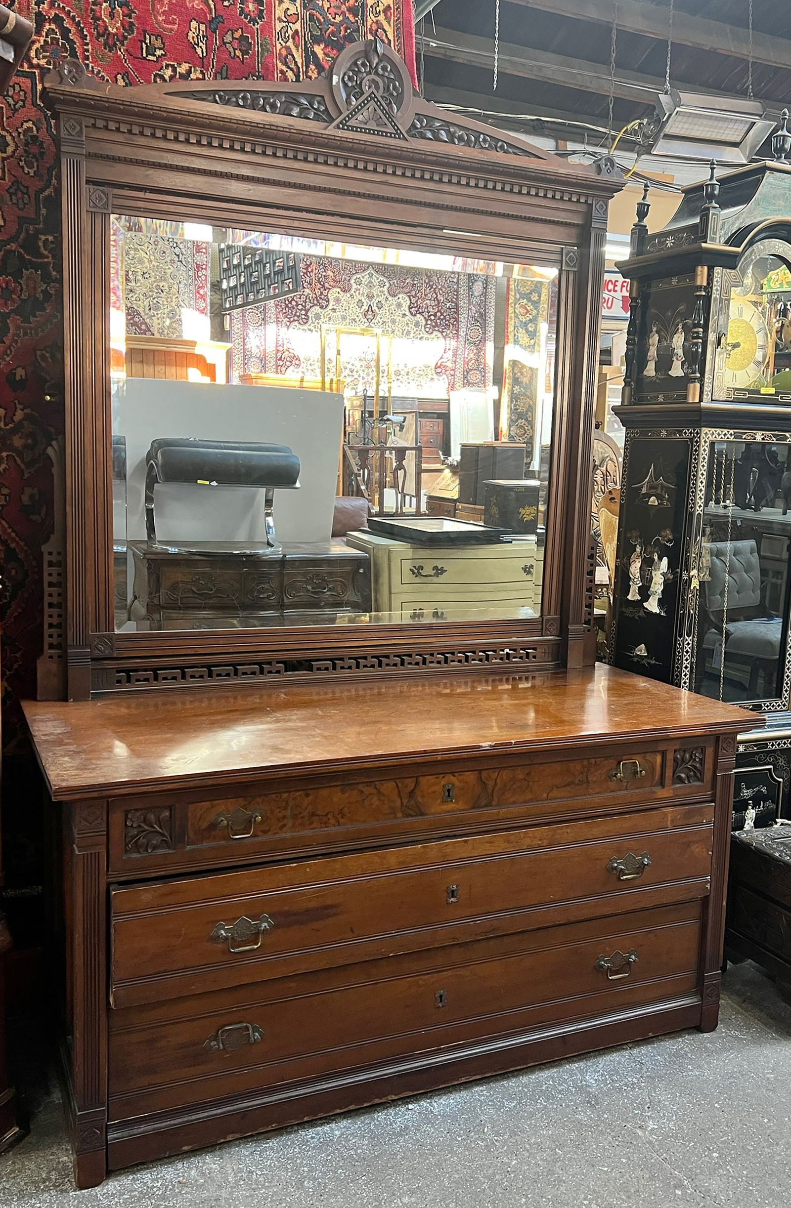 Carved Victorian Eastlake Dresser. (1 of 2)
