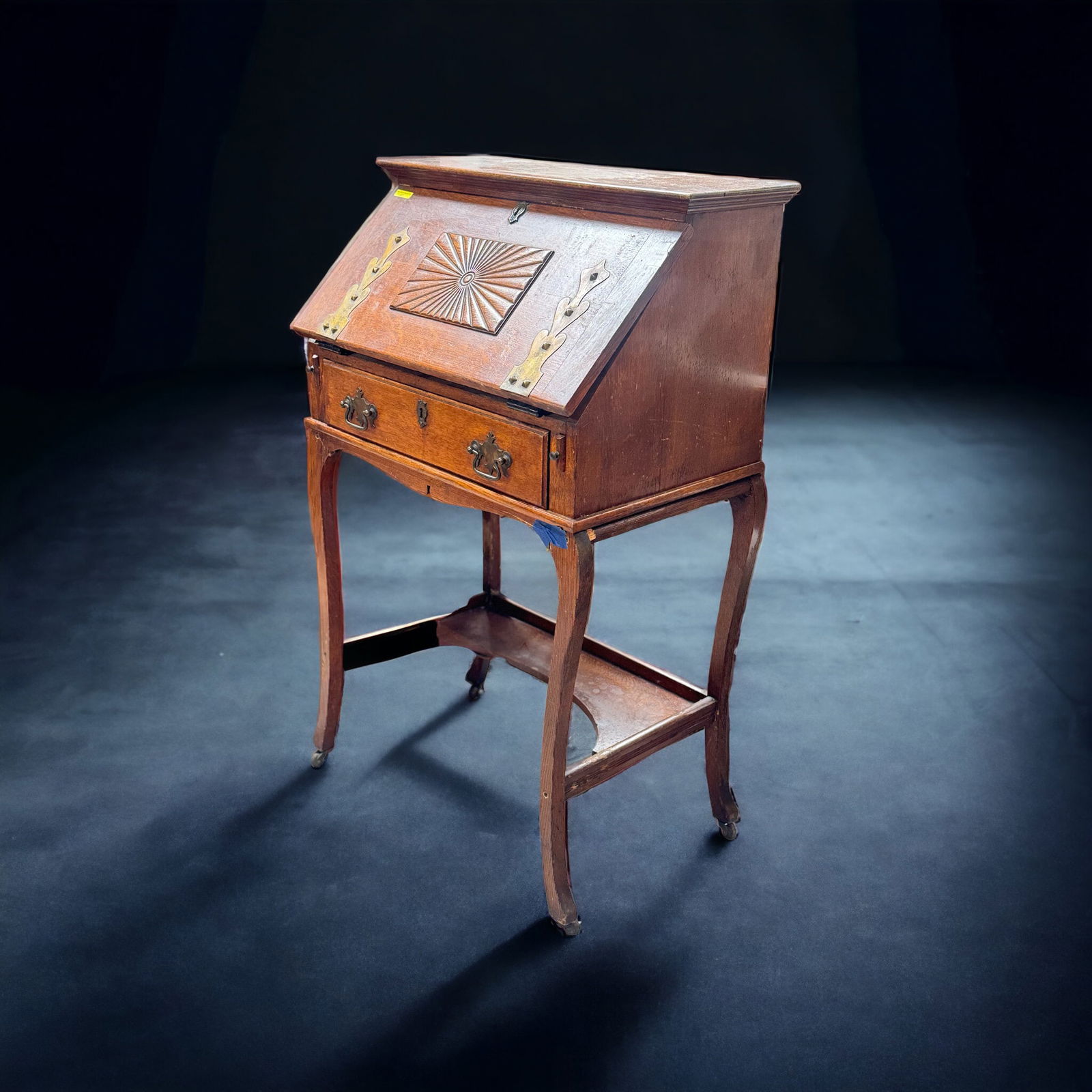 Oak Slant Front Desk, AS IS. (1 of 2)