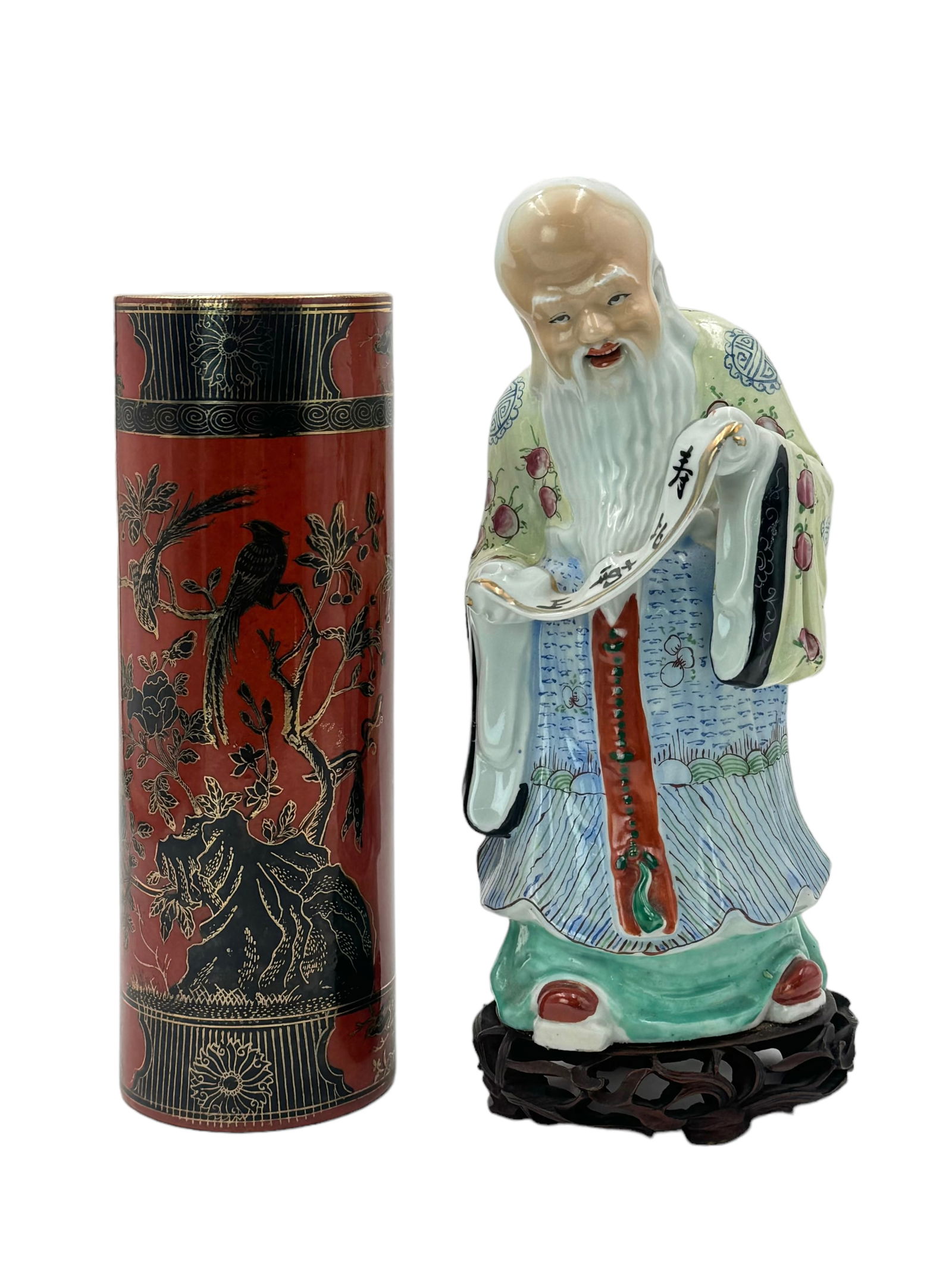 Lot: 2 Pcs. Chinese Porcelain - Figure & Vase. (1 of 4)