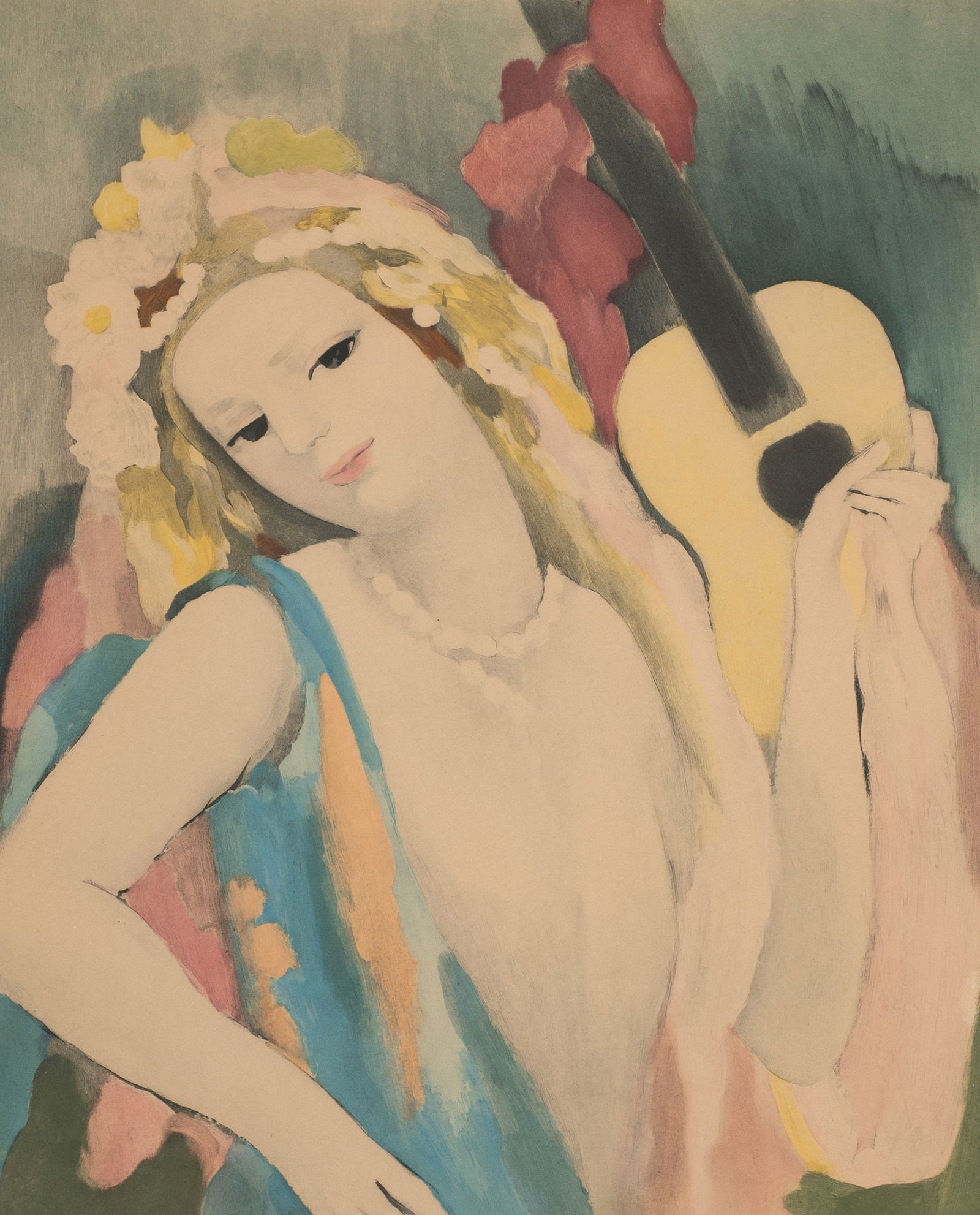Marie Laurencin Sgd. Etching, Femme A La Guitare.