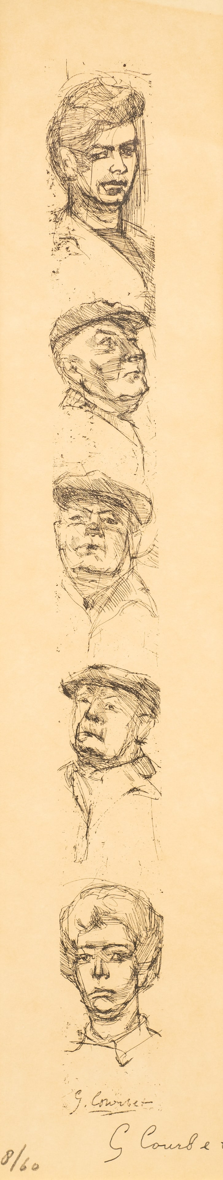 "Cinq Tetes", Lithograph After Gustave Courbet. (1 of 6)