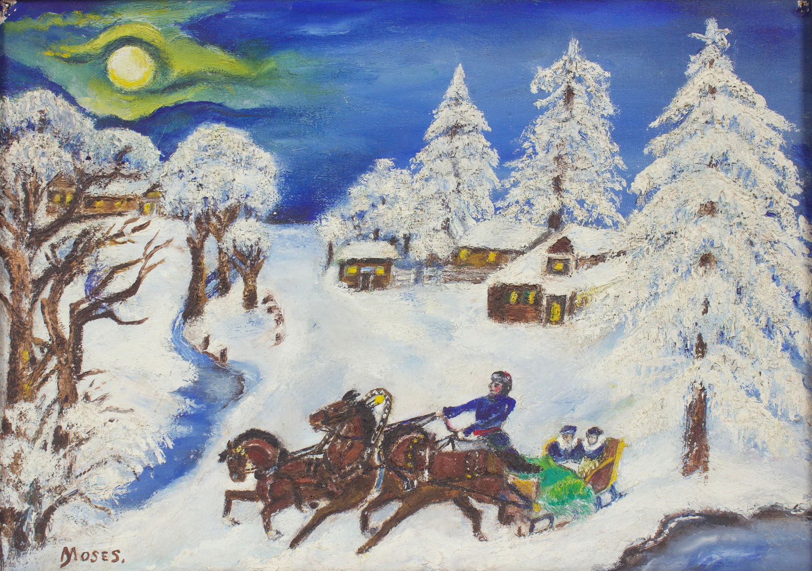 Folk Art Painting in the Manner of Grandma Moses. (1 of 7)