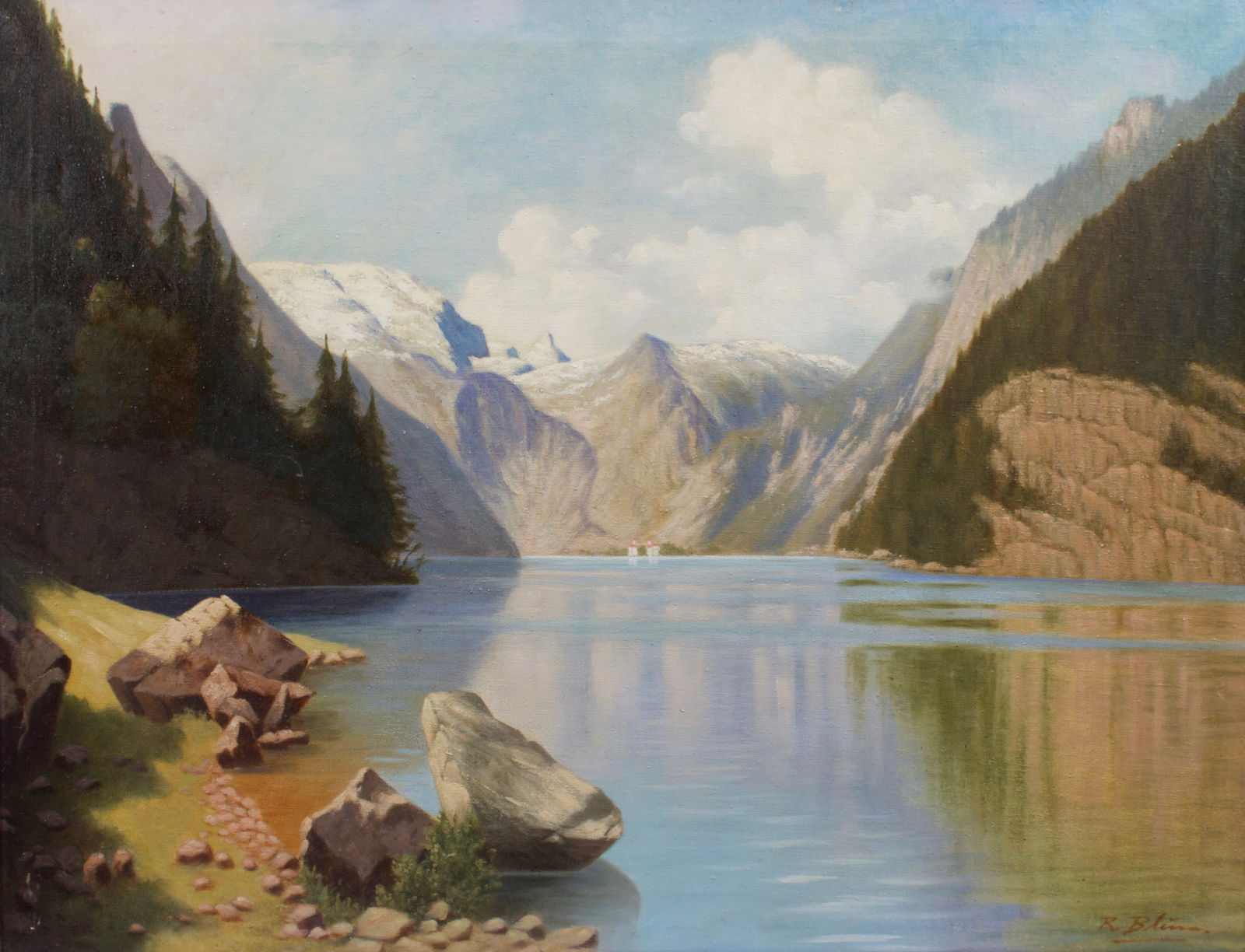 Lg. Landscape Painting Sgd. R. Blum. (1 of 8)