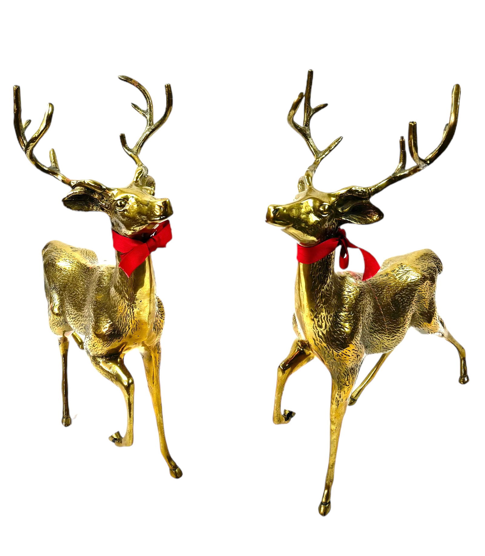 Pair of Brass Decorative Reindeer Figures. (1 of 3)