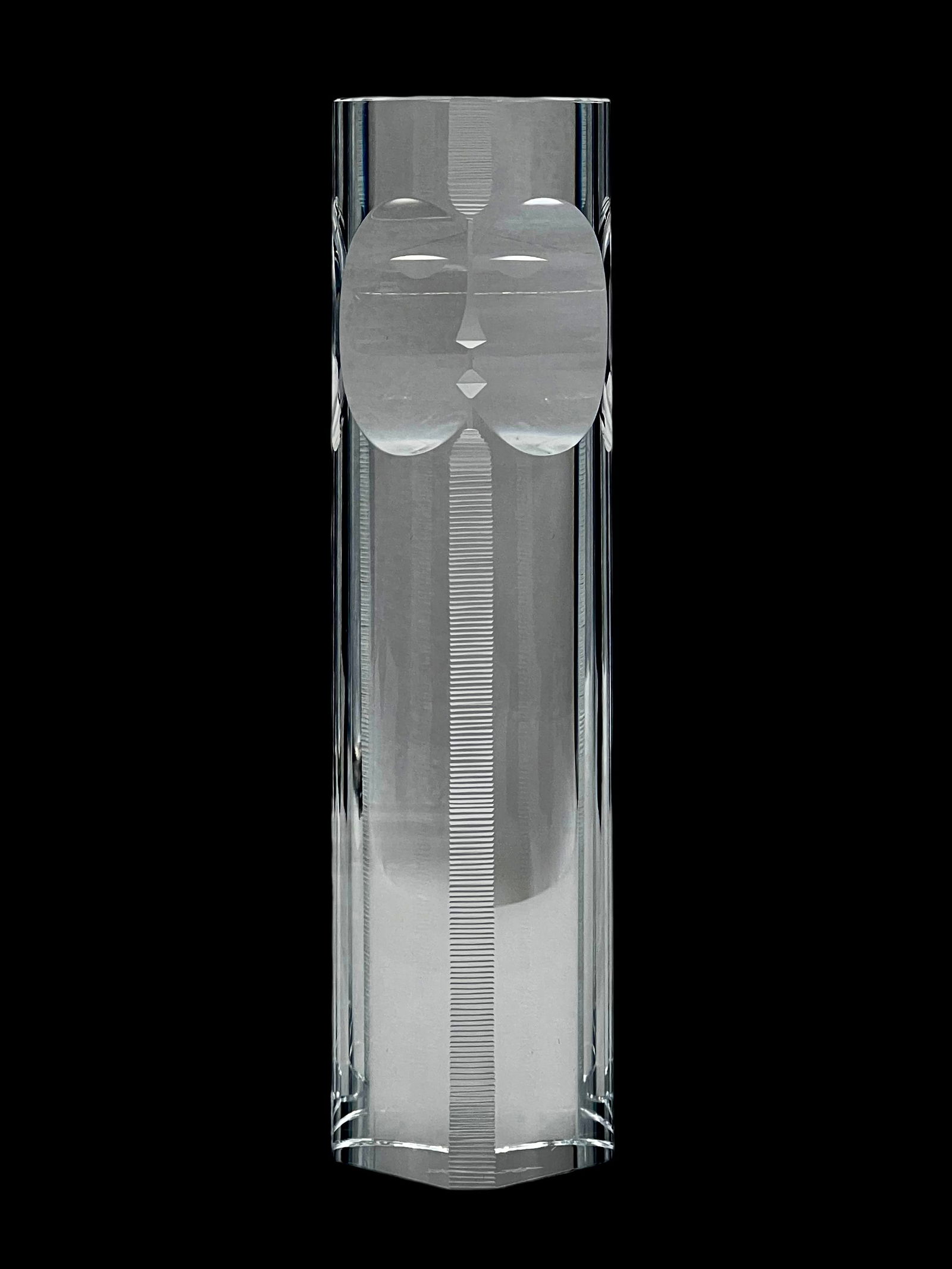 Fumio Sasa Crystal Abstract Face Sculpture. (1 of 3)