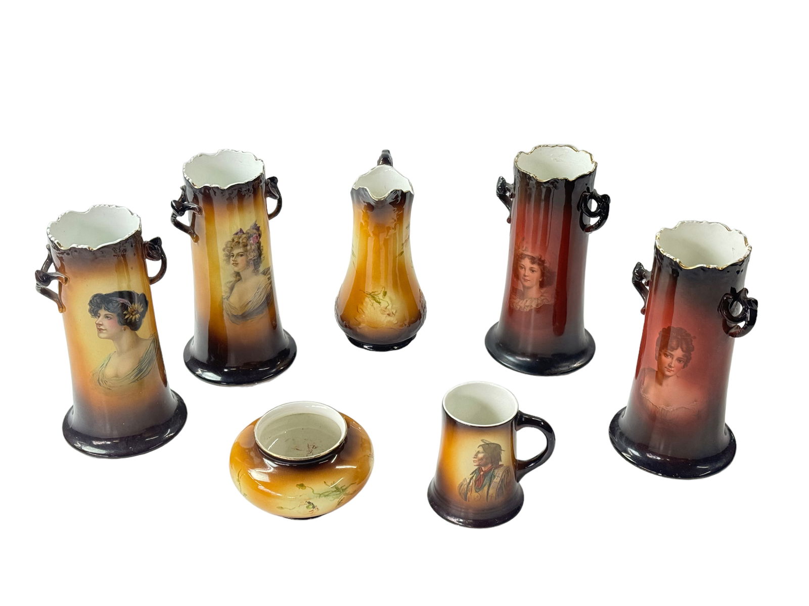 Lot of Warwick Ioga Pottery - Portrait Vases, etc. (1 of 3)