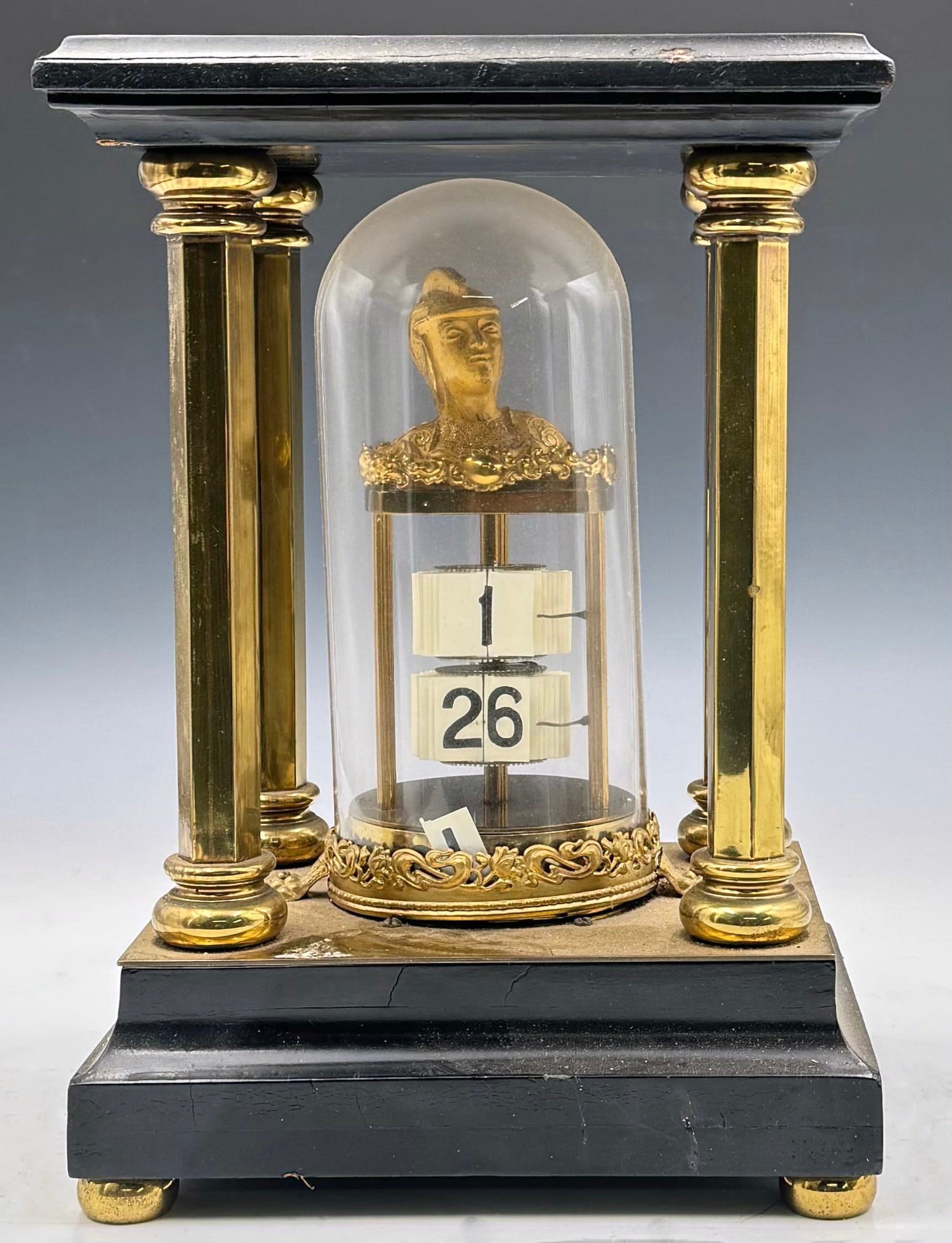 Plato Flip Mantel Clock w/ Brass Columns. (1 of 3)