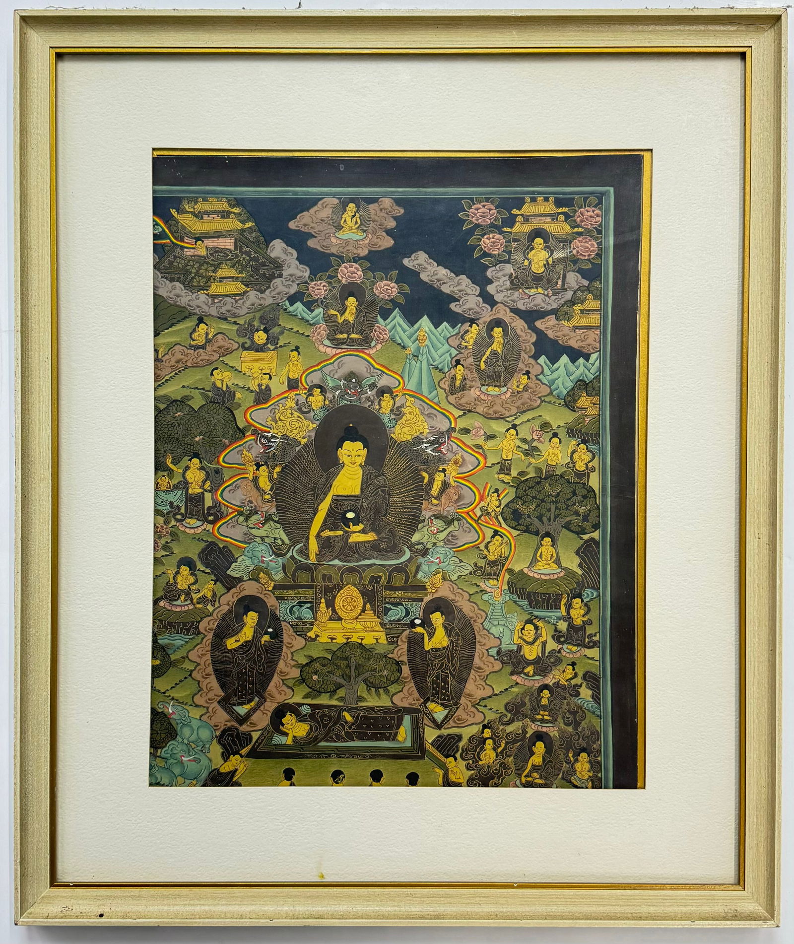 Framed Hand Painted Thangka. (1 of 3)
