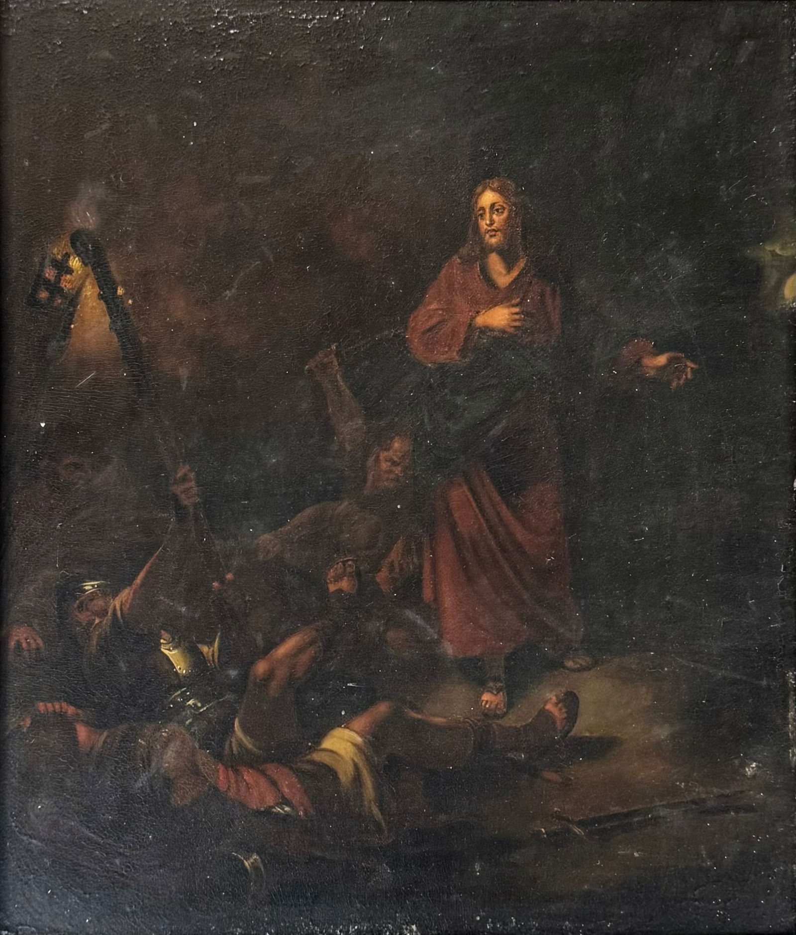 Religious Antique Oil Painting on Tin. (1 of 3)