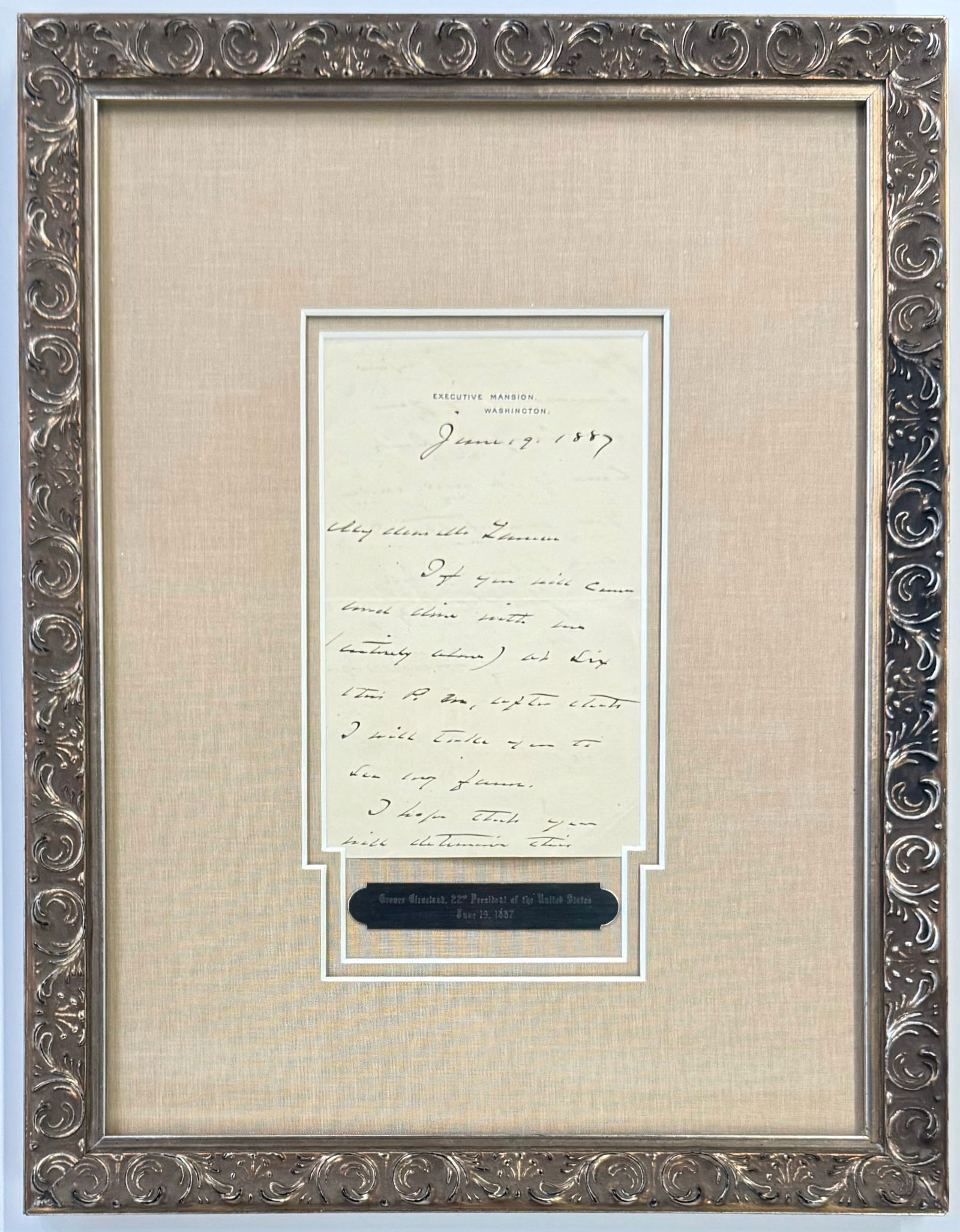Grover Cleveland Signed Letter, Dated 1887. (1 of 5)