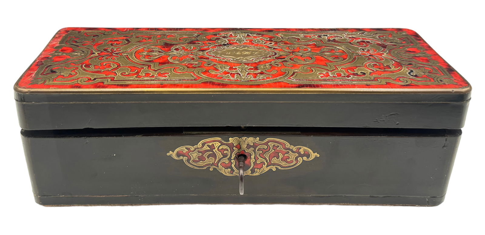 Antique French Boulle Decorative Box w/ Key. (1 of 3)