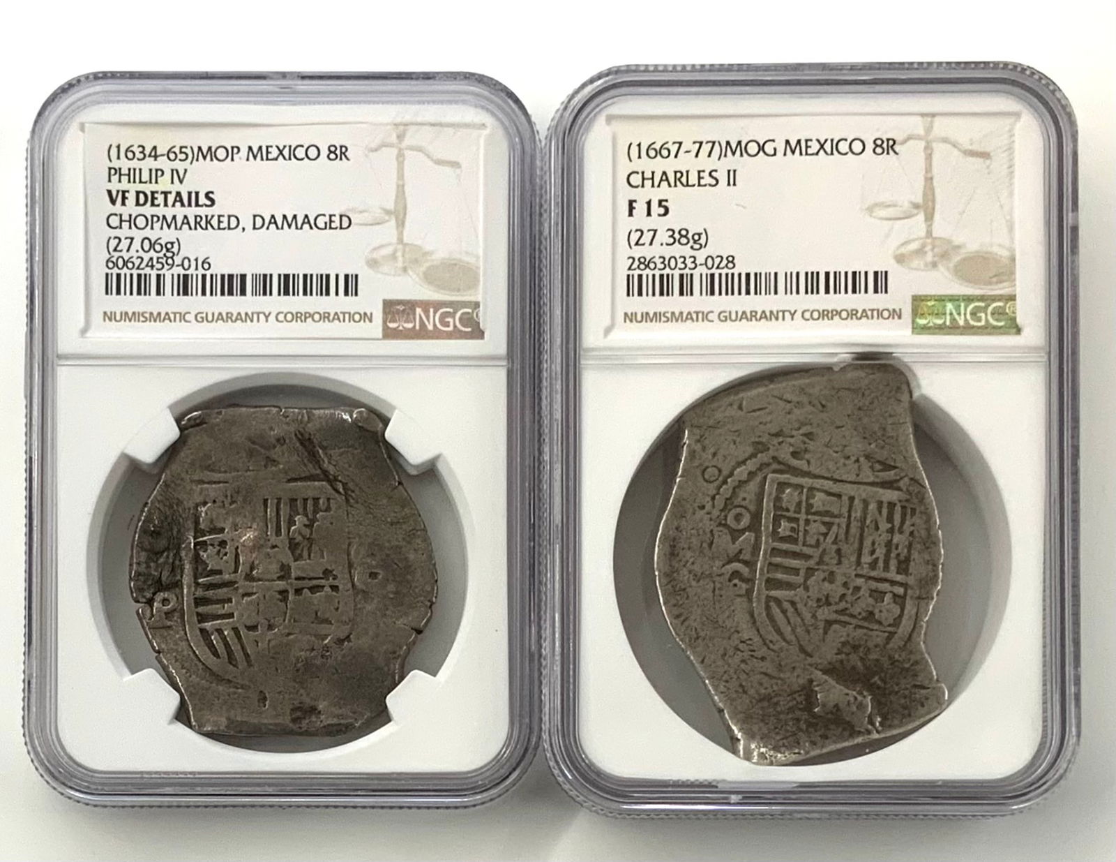 Lot of Two Mexico 8 Reales Slabbed & Graded Coins. (1 of 2)