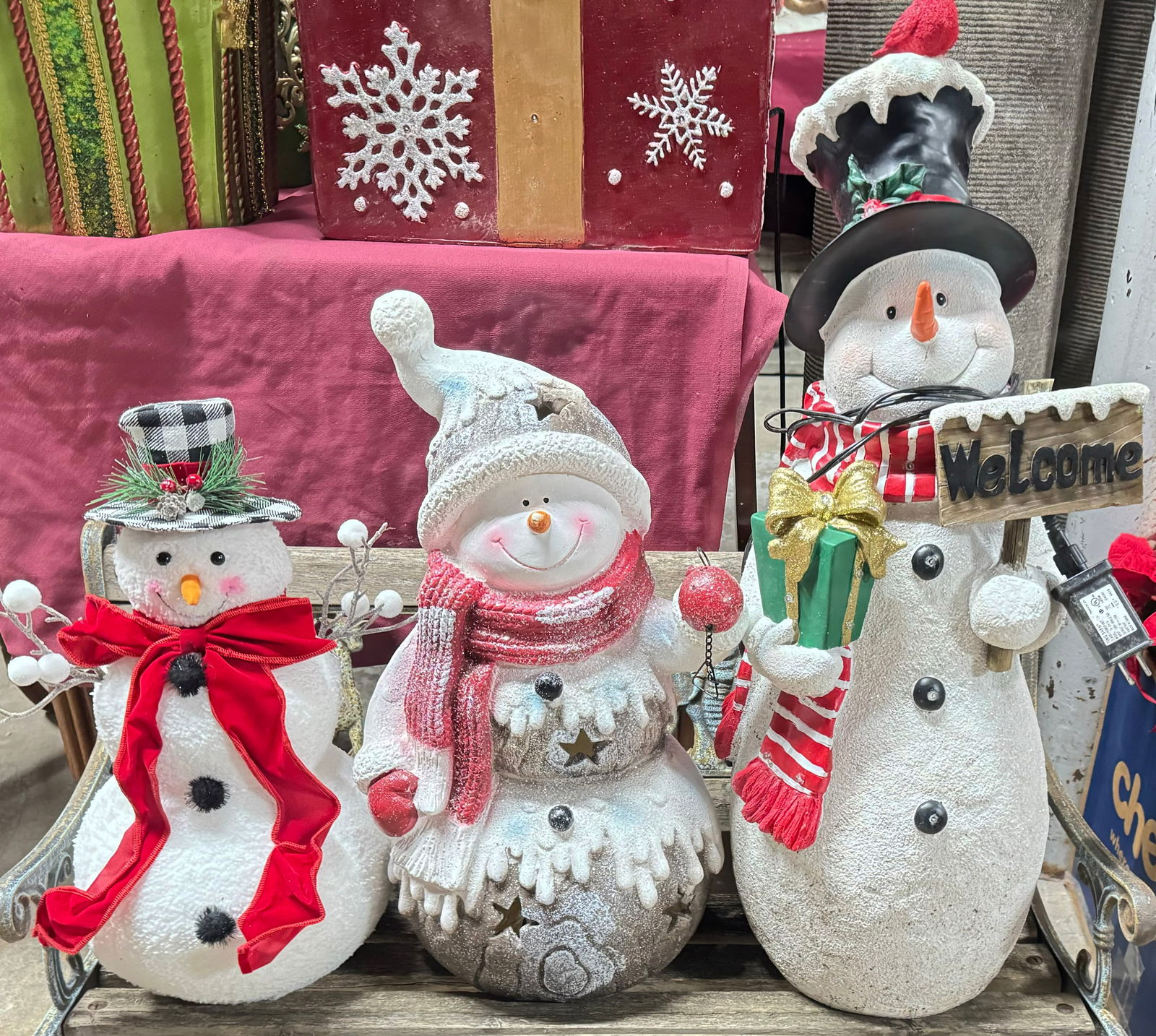 Lot of 3 Large Holiday Snowman Figures. (1 of 1)