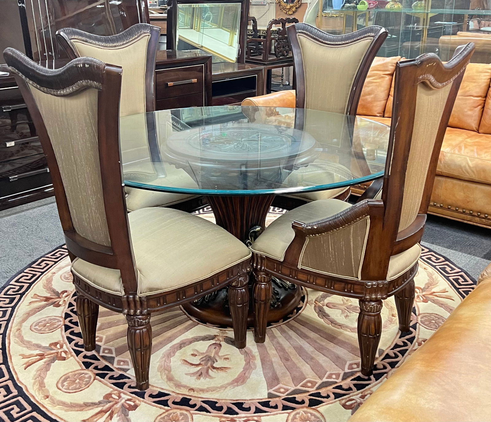 Glass Top Dining Table & Four Fabric Chairs. (1 of 2)