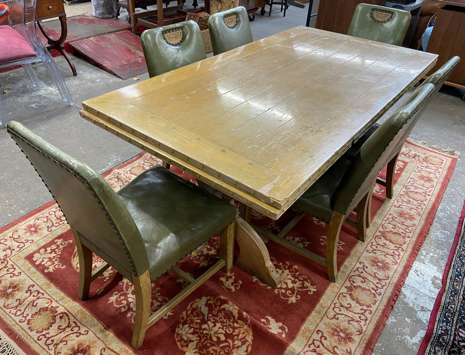 Refectory Trestle Table with Six Chairs. (1 of 2)