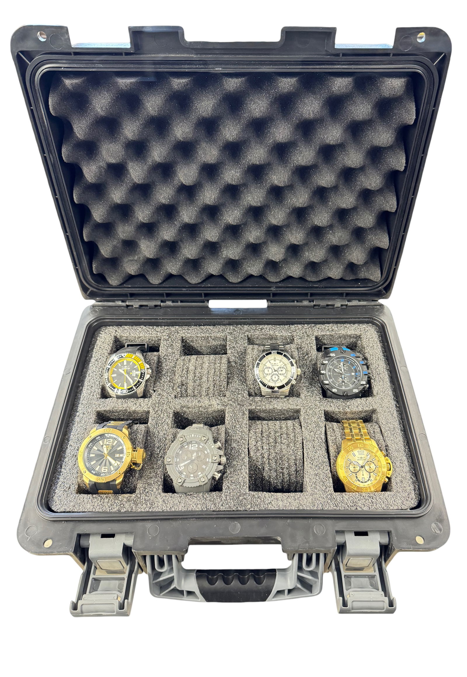 Lot of 6 Invicta Men's Watches.: Some of the Watches have multiple dials. None of them are currently running; perhaps they need batteries. They look to be in fairly good overall cosmetic condition. The lot includes an S1 Rally (Model