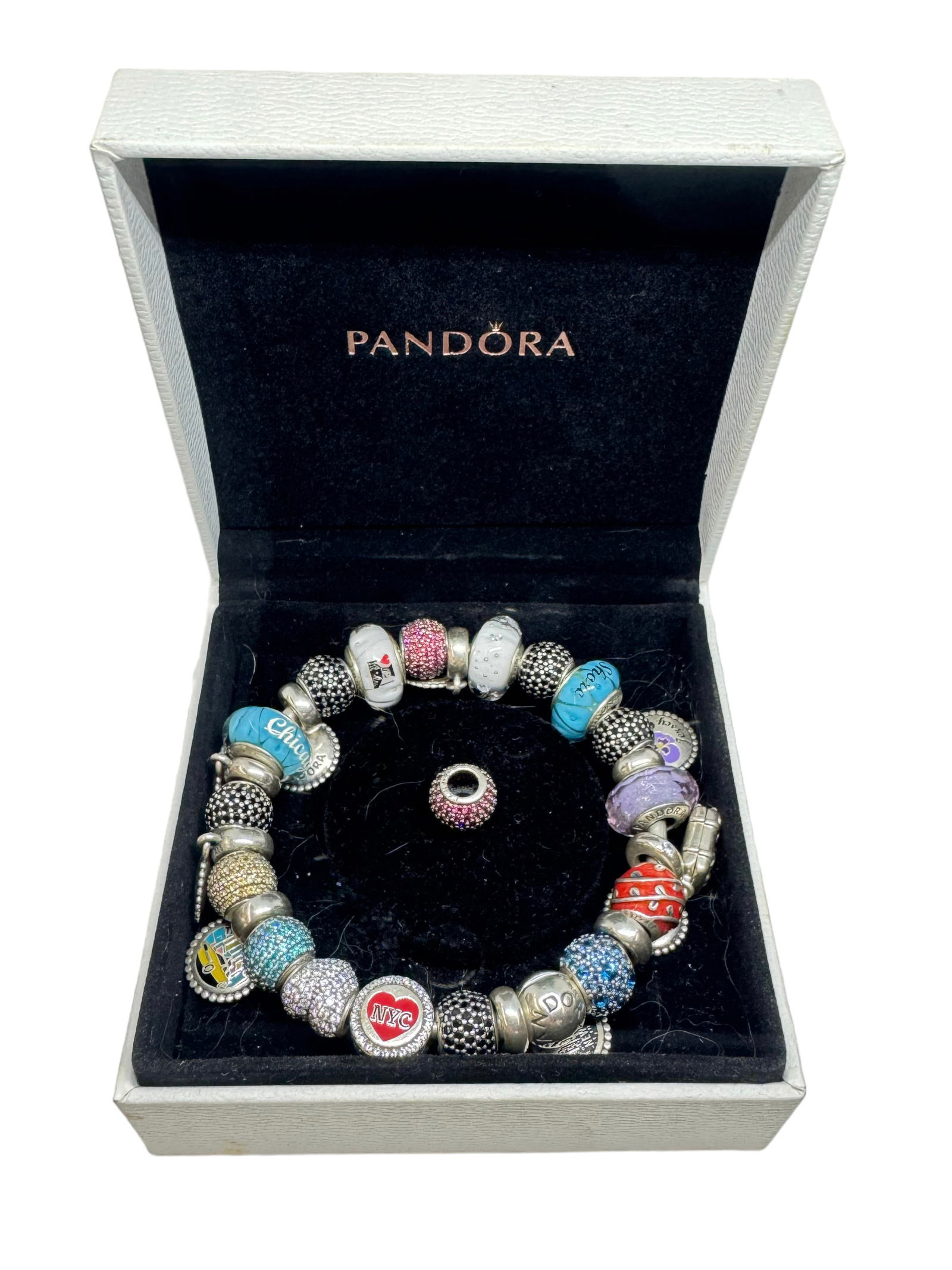 Pandora Sterling Bracelet w/Sterling Silver Charms (1 of 3)