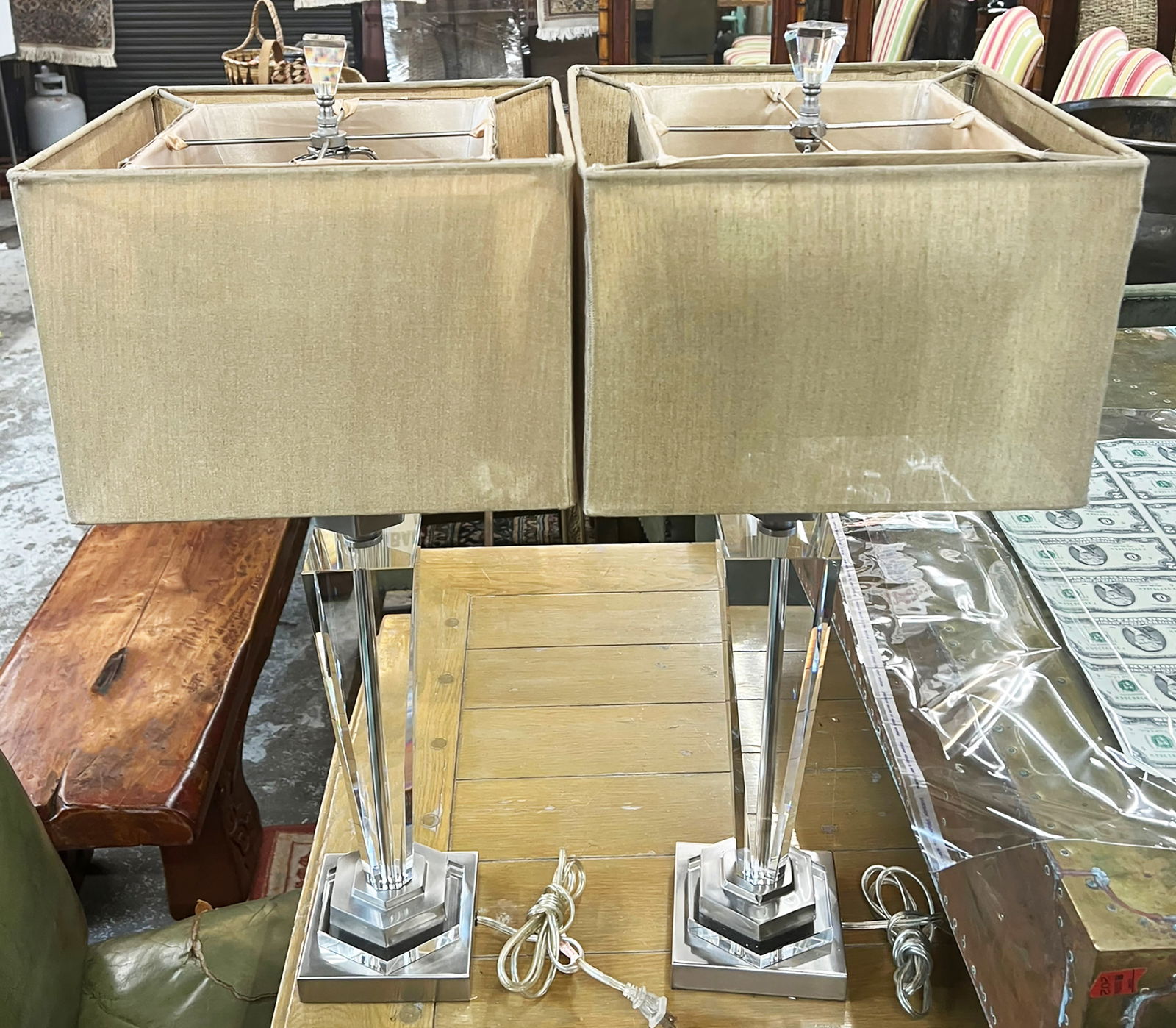 Pr. of Alexander John Crystal Table Lamps. (1 of 1)