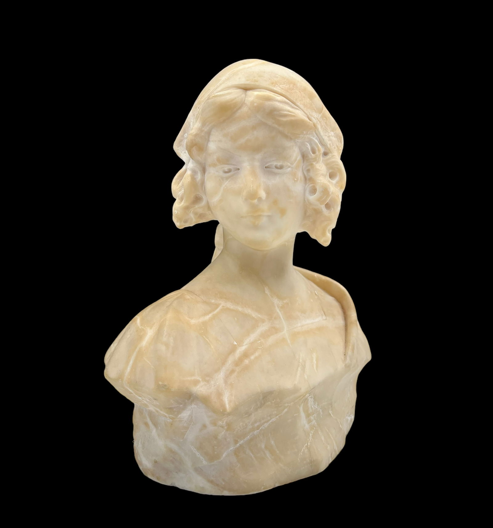 Antique Alabaster Bust of a Young Woman. (1 of 4)