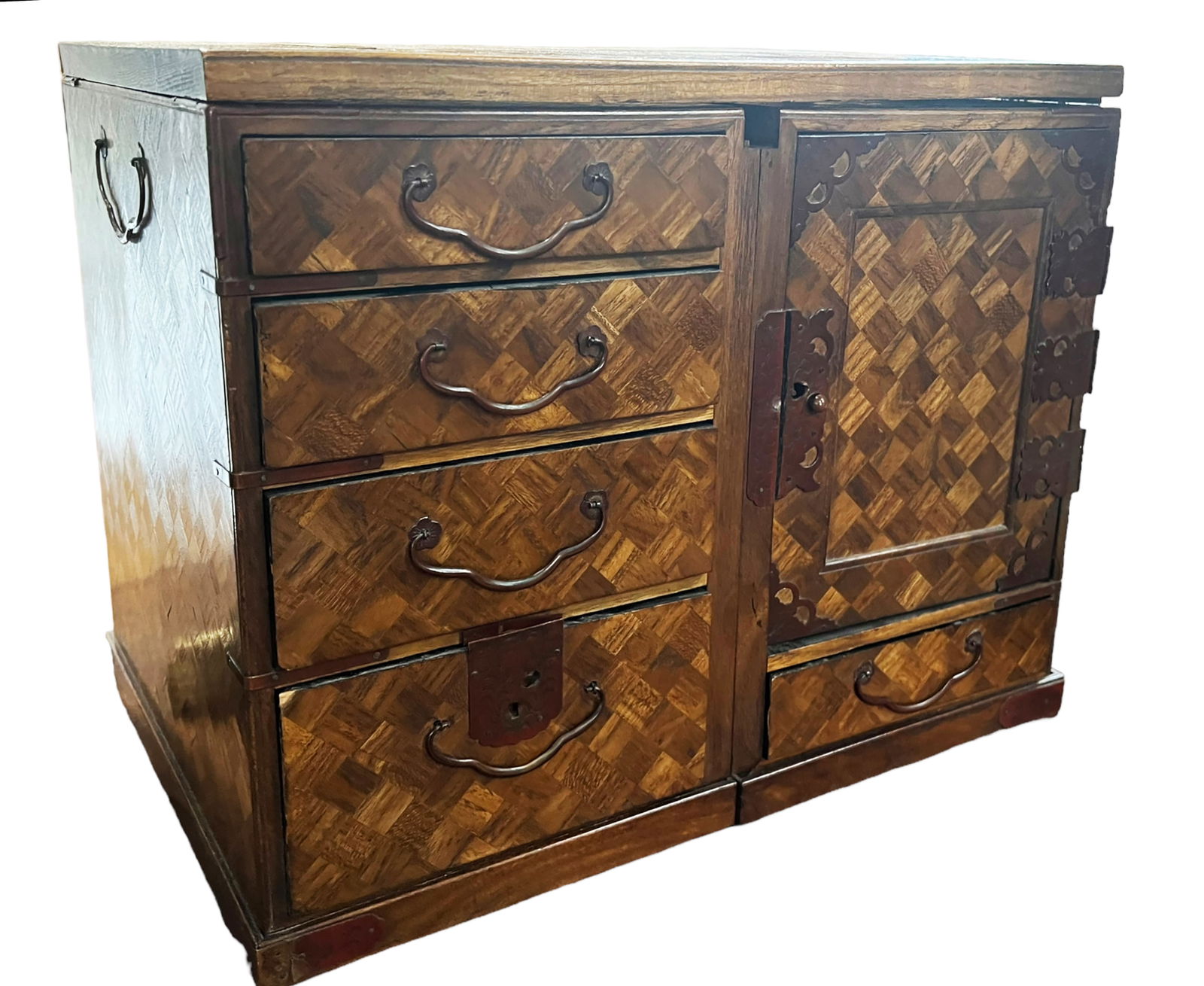 Japanese Style Parquetry Table Top Cabinet. (1 of 4)