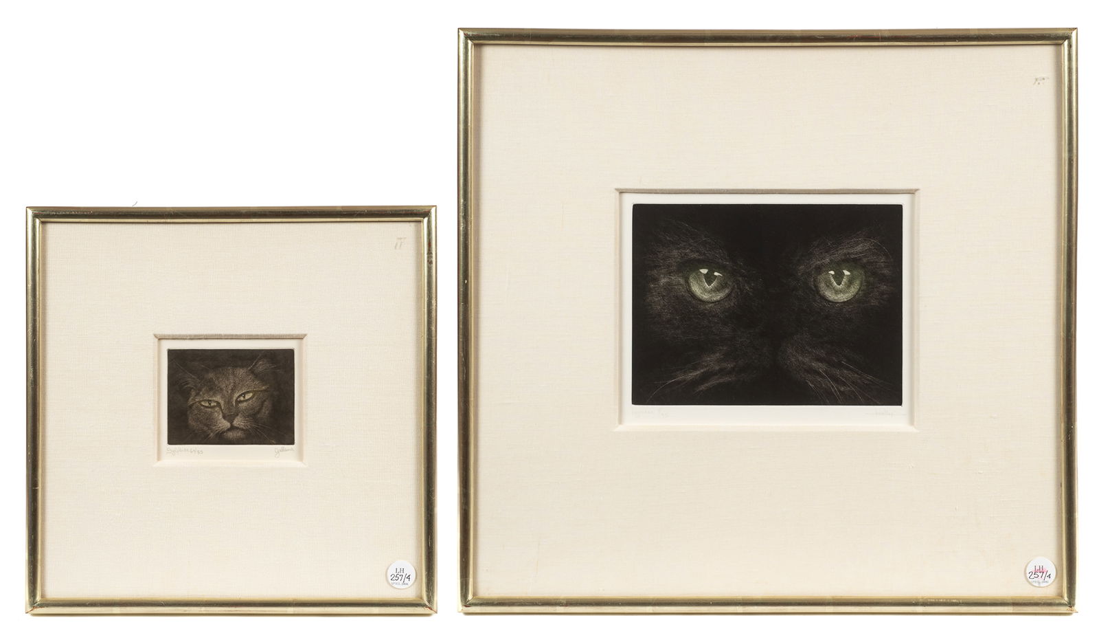 Pair of Cat Etchings by Bernard Galland. (1 of 10)