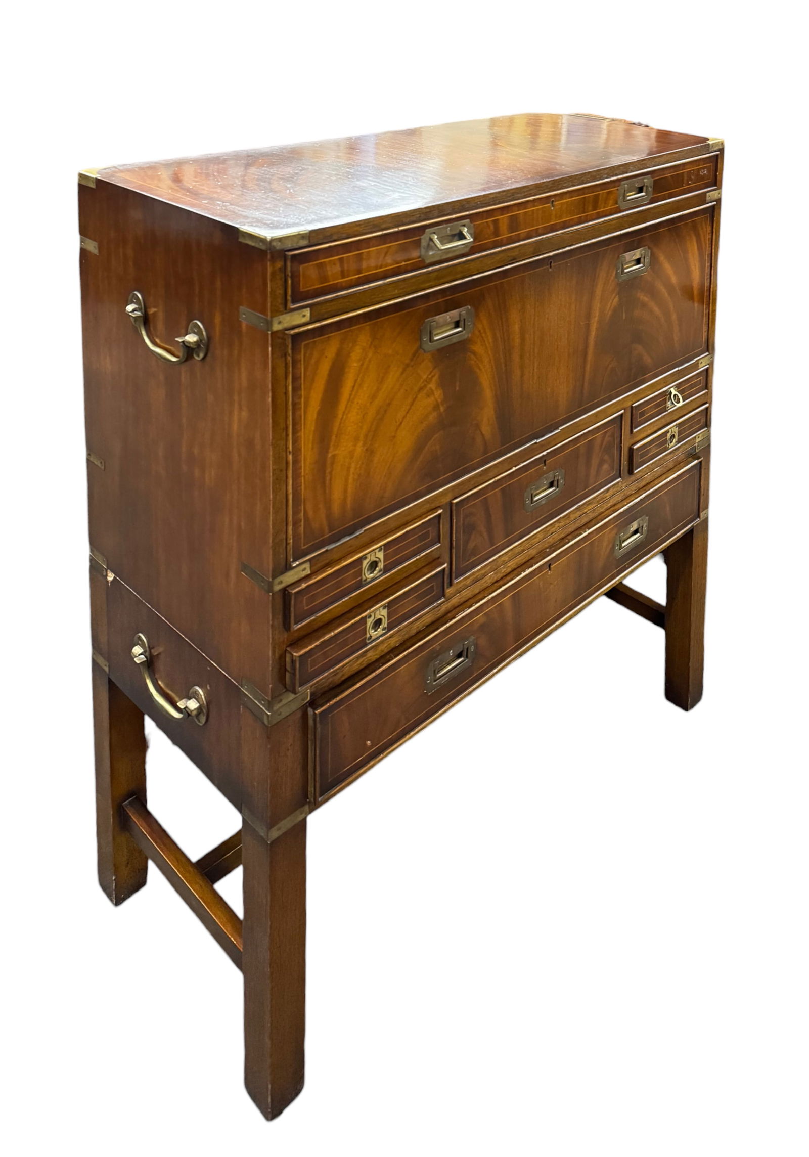 E.G. Hudson Campaign Style Dropfront Desk. (1 of 4)