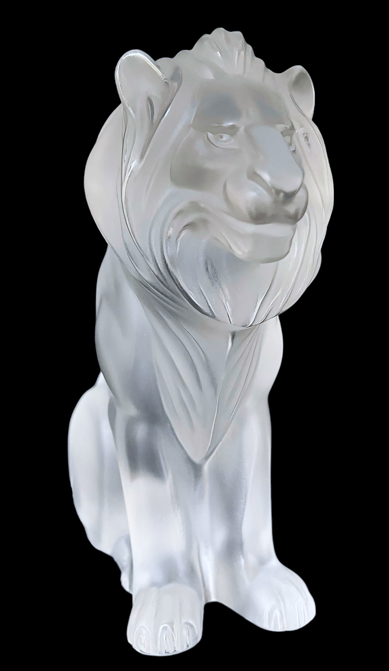 Lalique Crystal Frosted Lion Figurine. (1 of 4)