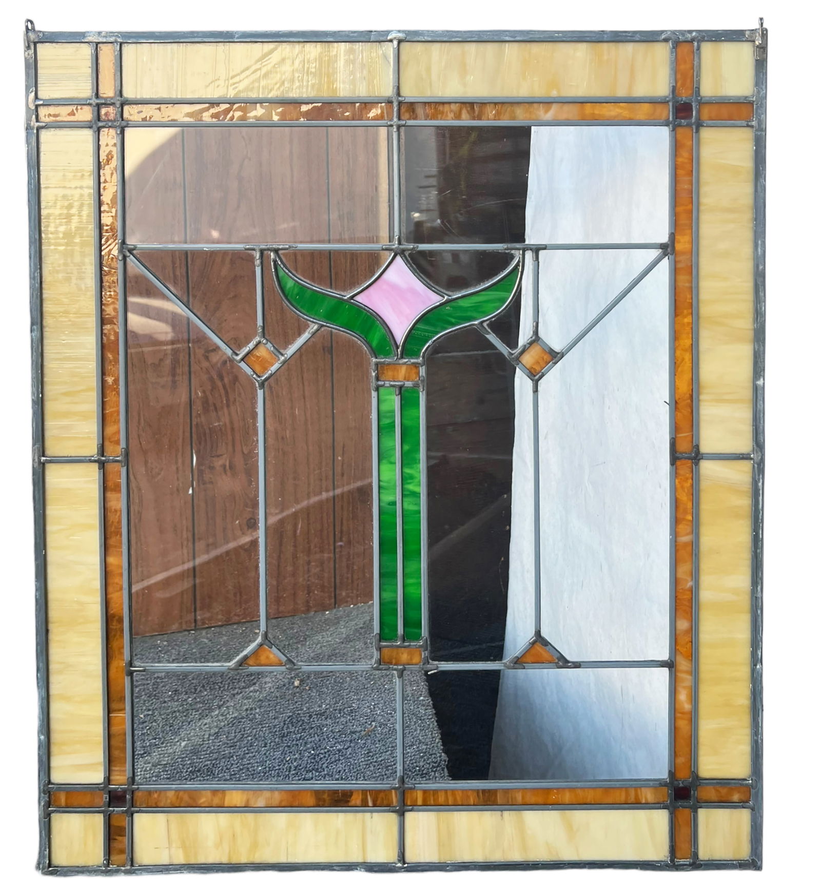 Slag Glass Arts & Crafts Window Panel - 24" x 28". (1 of 1)