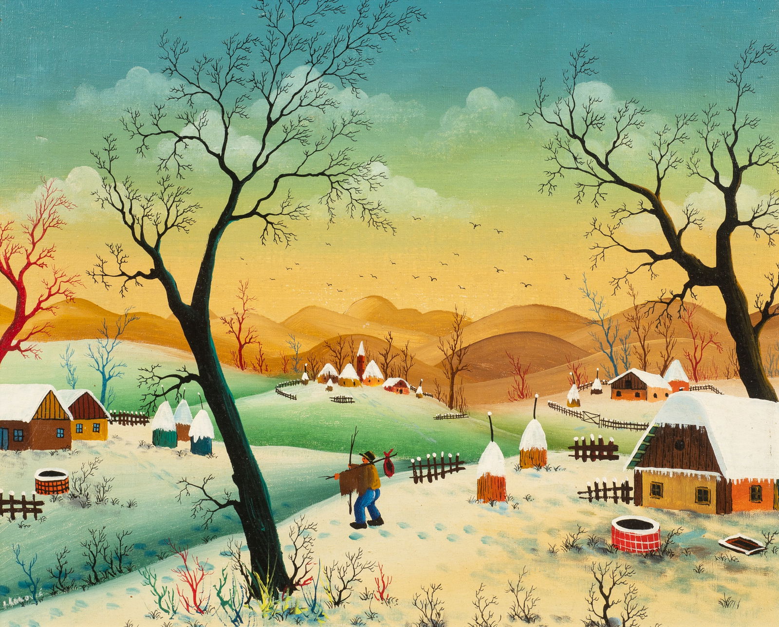Winterscape Painting, Manner of Ivan Lackovic. (1 of 6)