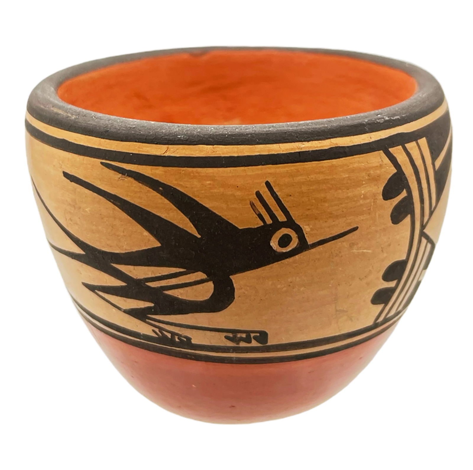 Sml. Eleanor Pino Griego Pottery Cup w/ Bird Motif (1 of 4)