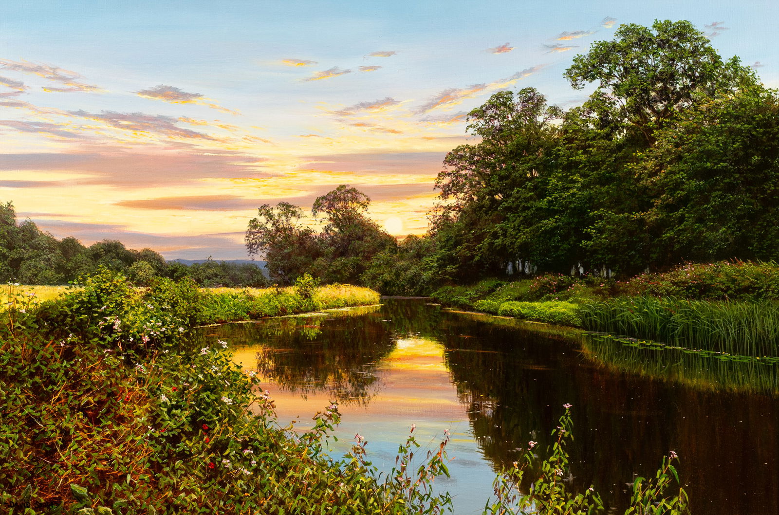 Large River Scene Oil Painting sgd. David Smith. (1 of 5)