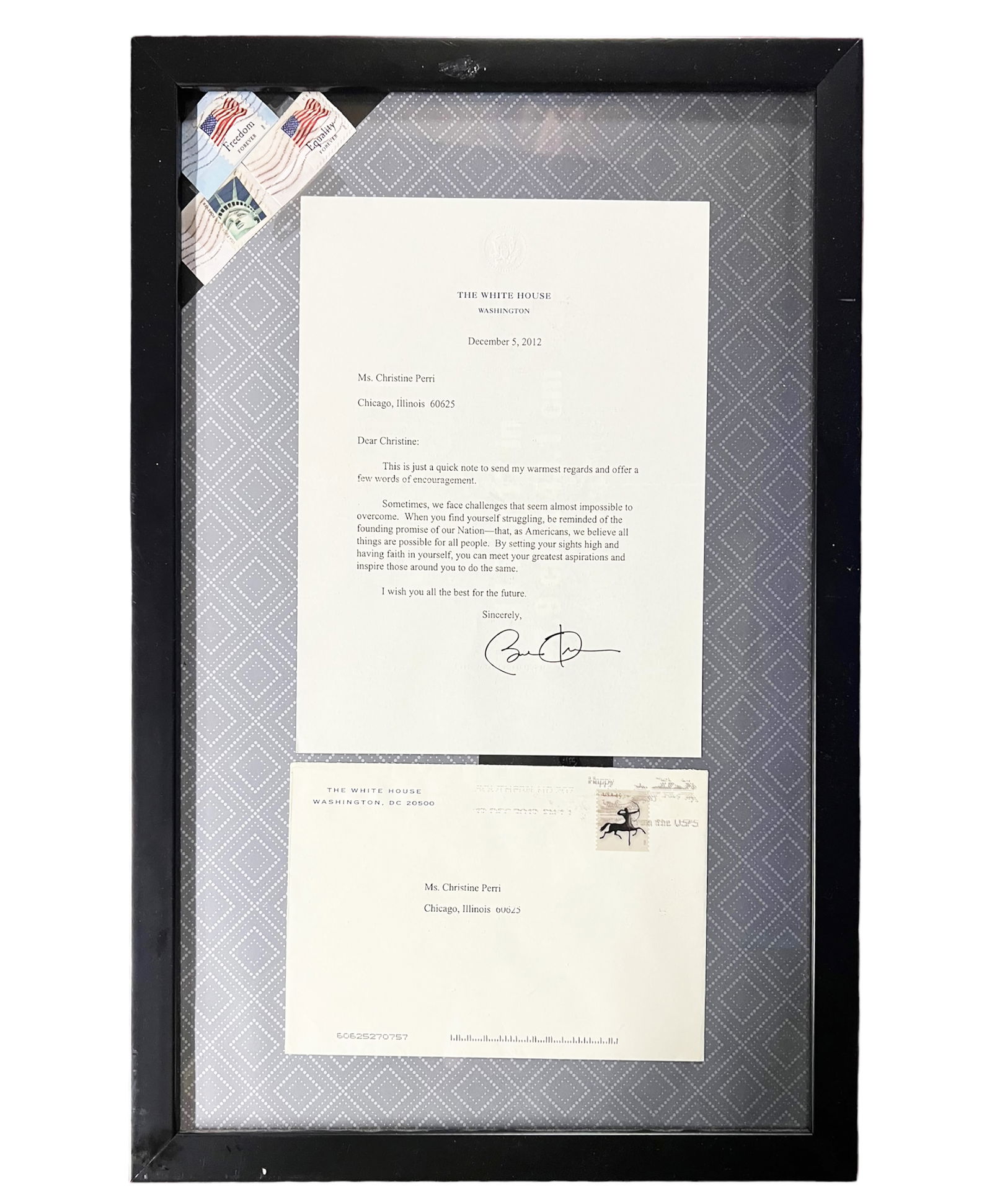 Barack Obama White House Letter, Framed. (1 of 4)