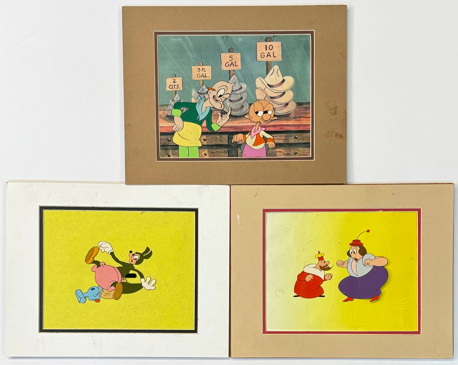 Lot of 3 Hand Painted Animation Cels. (1 of 4)