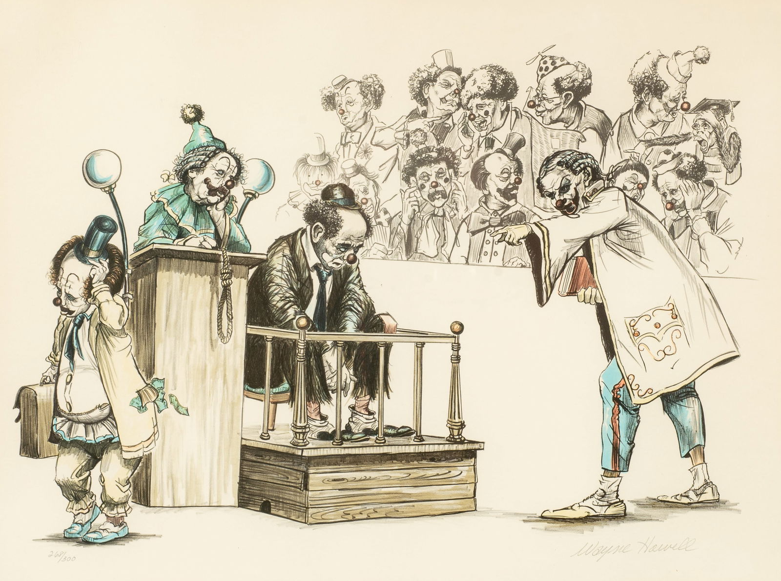 Political Clown Lithograph, Wayne Howell. (1 of 5)