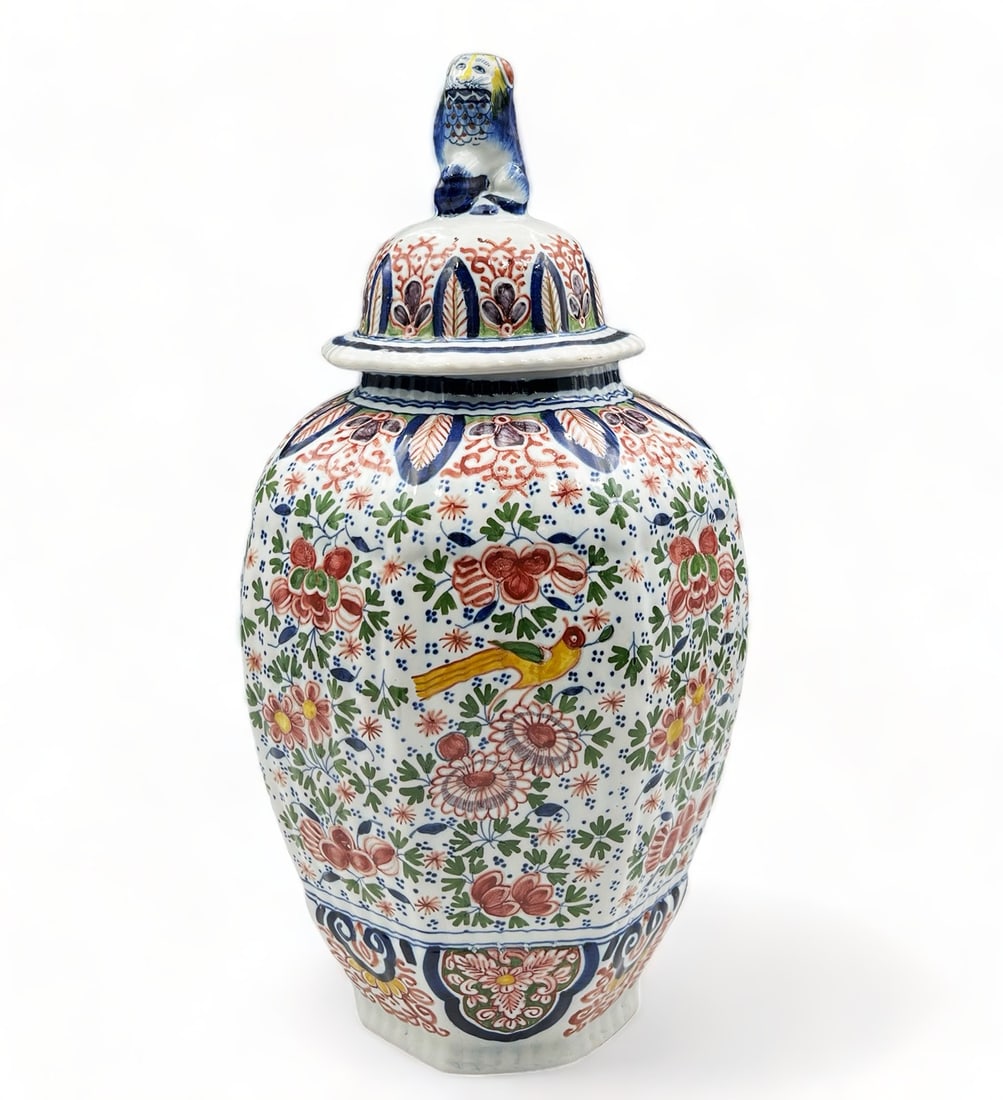 Delftware Lidded Vase or Urn. (1 of 4)
