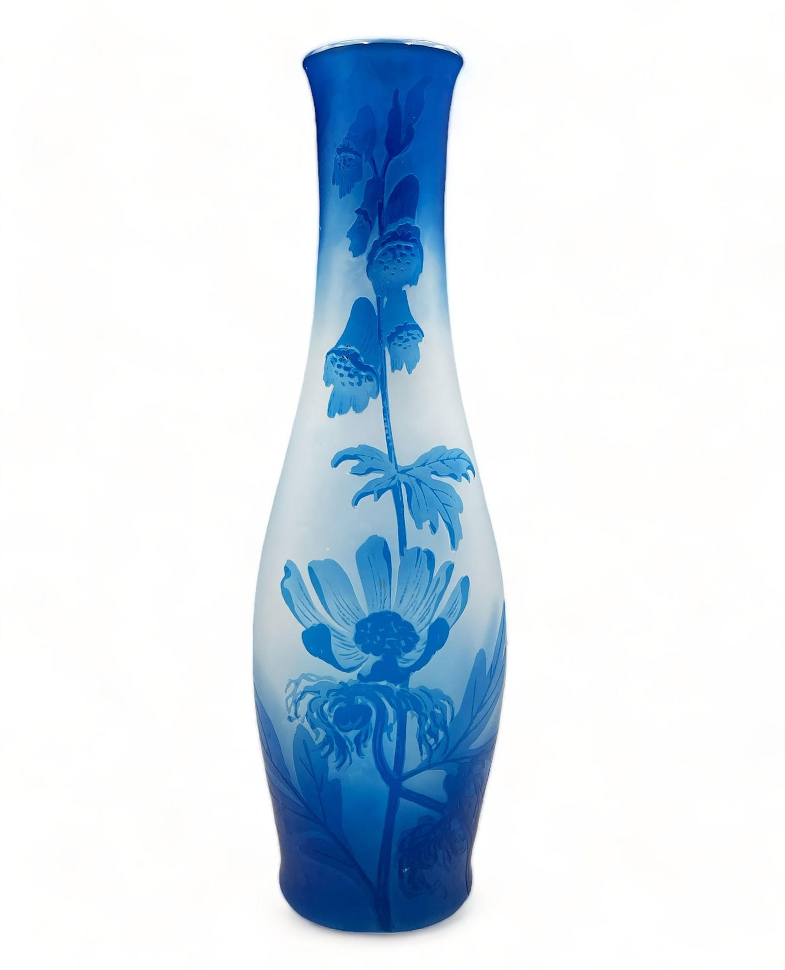 Val St. Lambert Floral Cameo Glass Vase. (1 of 4)
