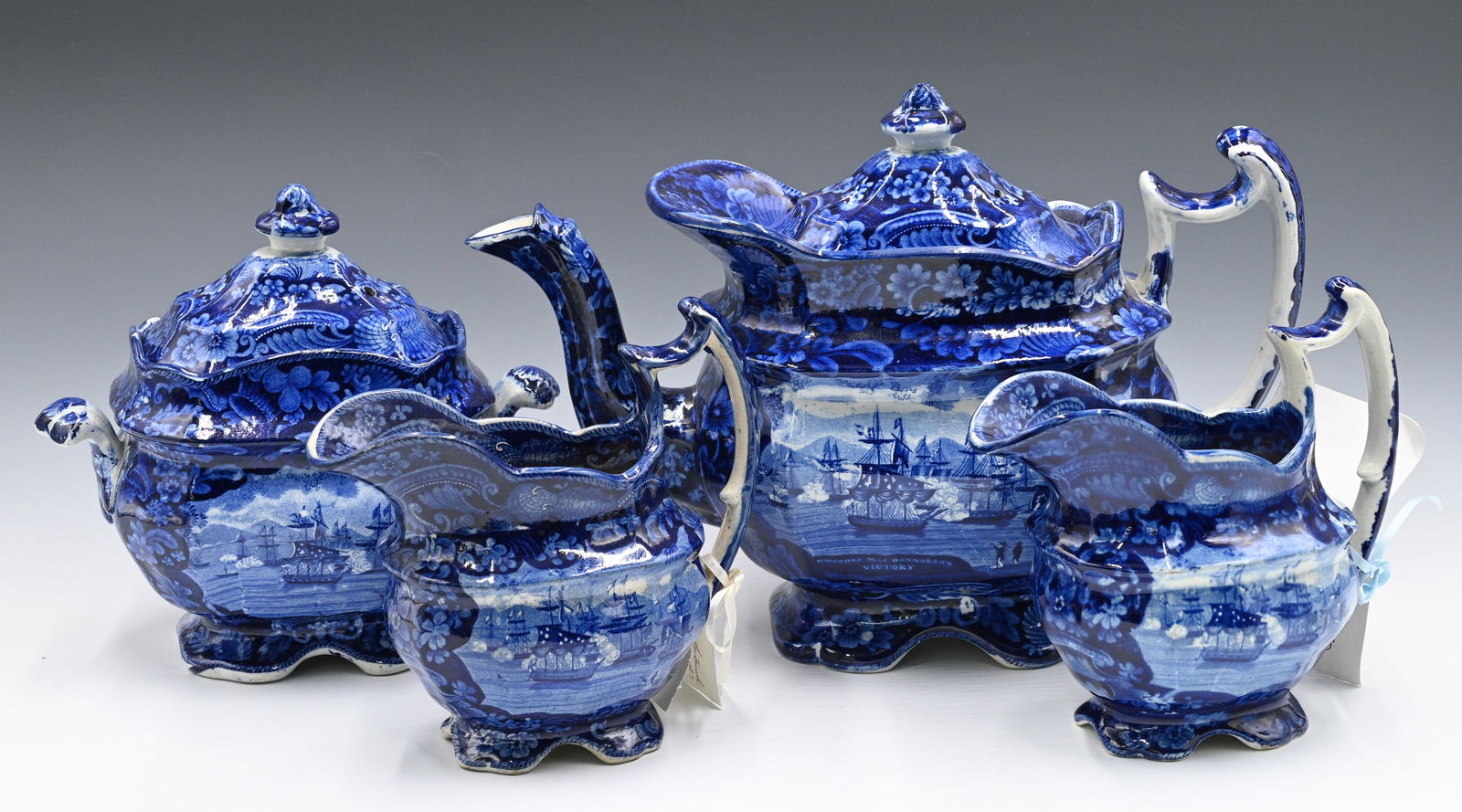 Historic Circa 1820-1840 4 Pc Transferware Tea Set (1 of 7)