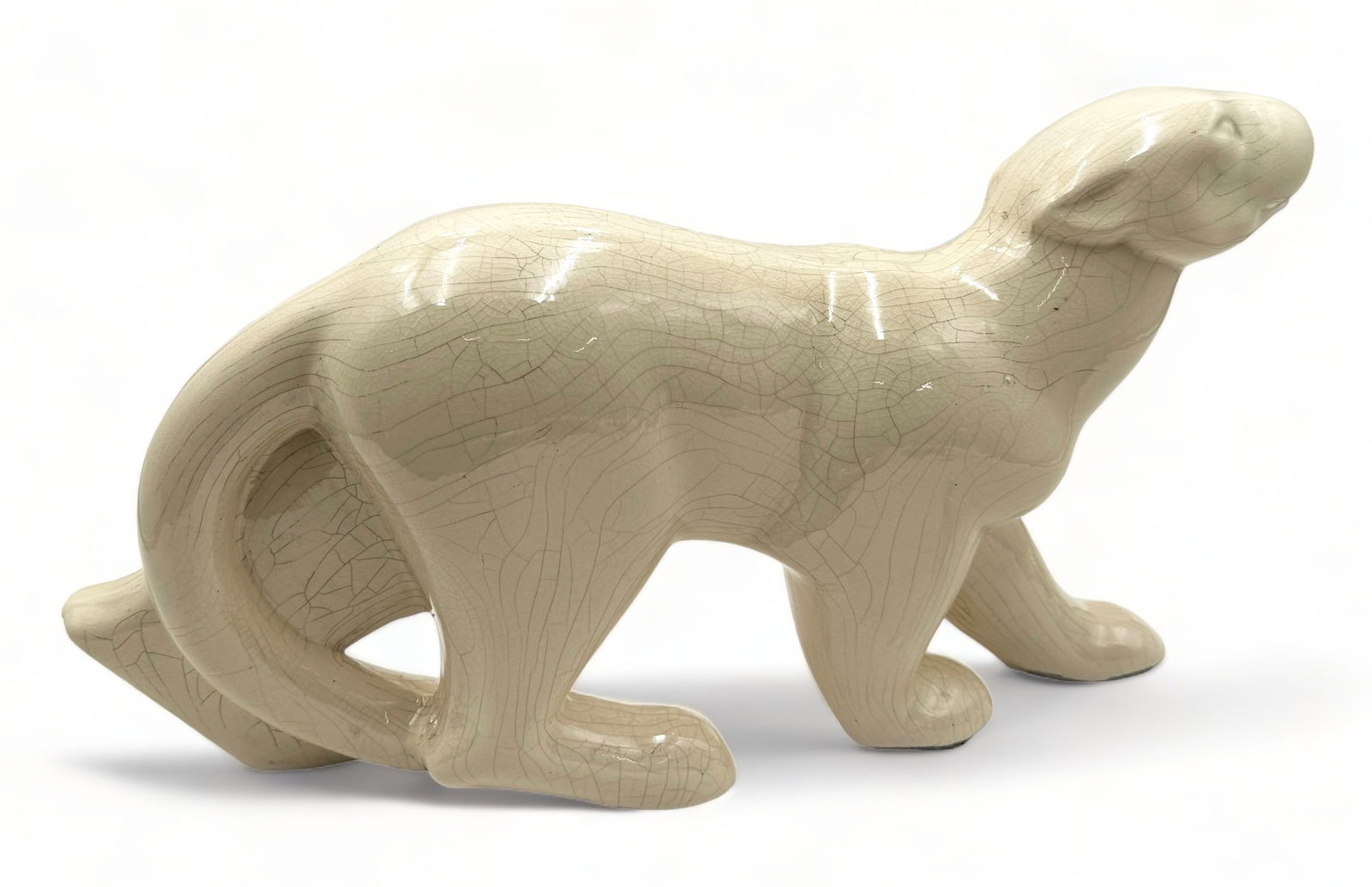 Vintage Art Deco Craquele Ceramic Panther. (1 of 5)