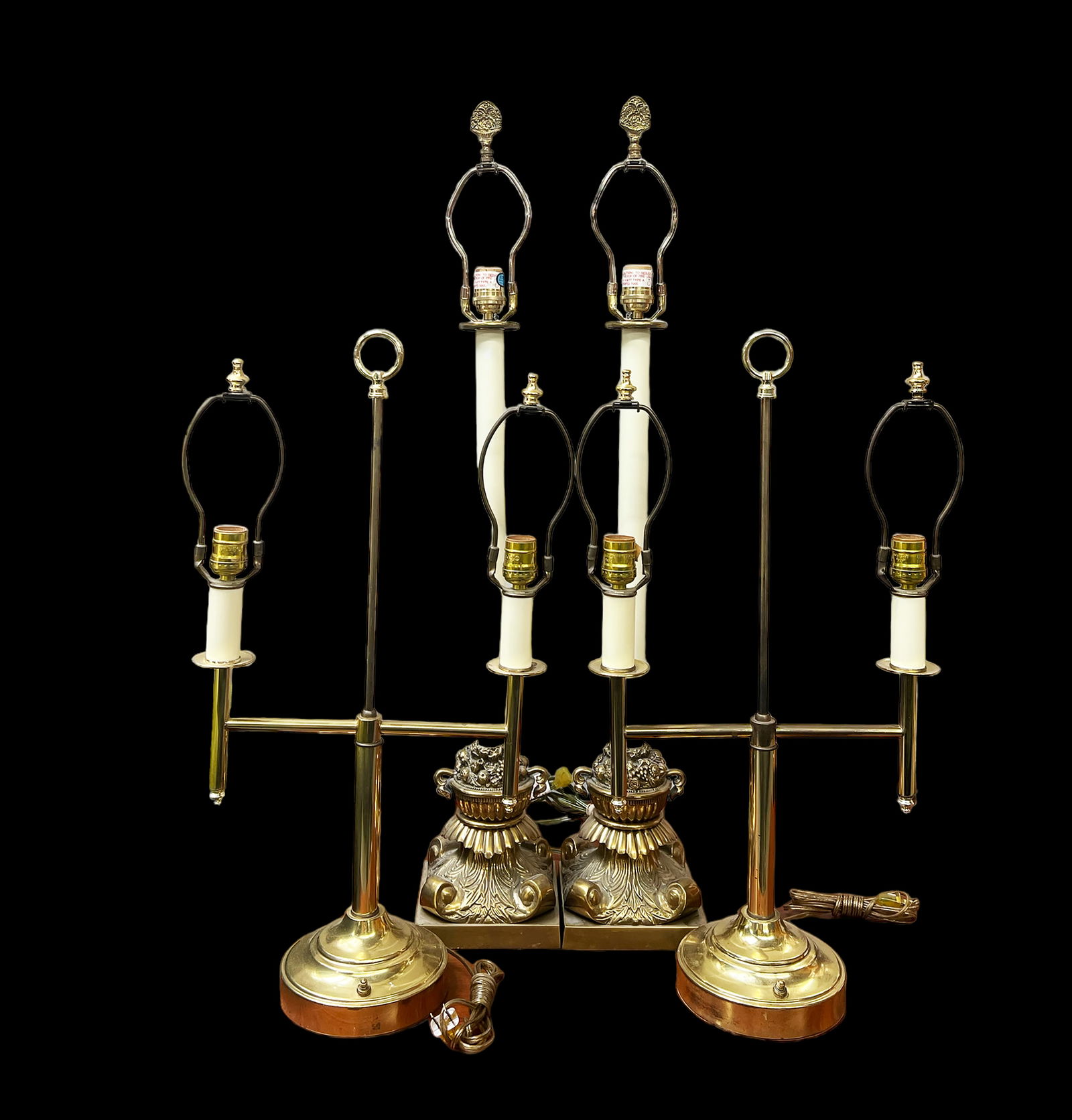 Two Pairs of Lamps - Column & Brass. (1 of 2)