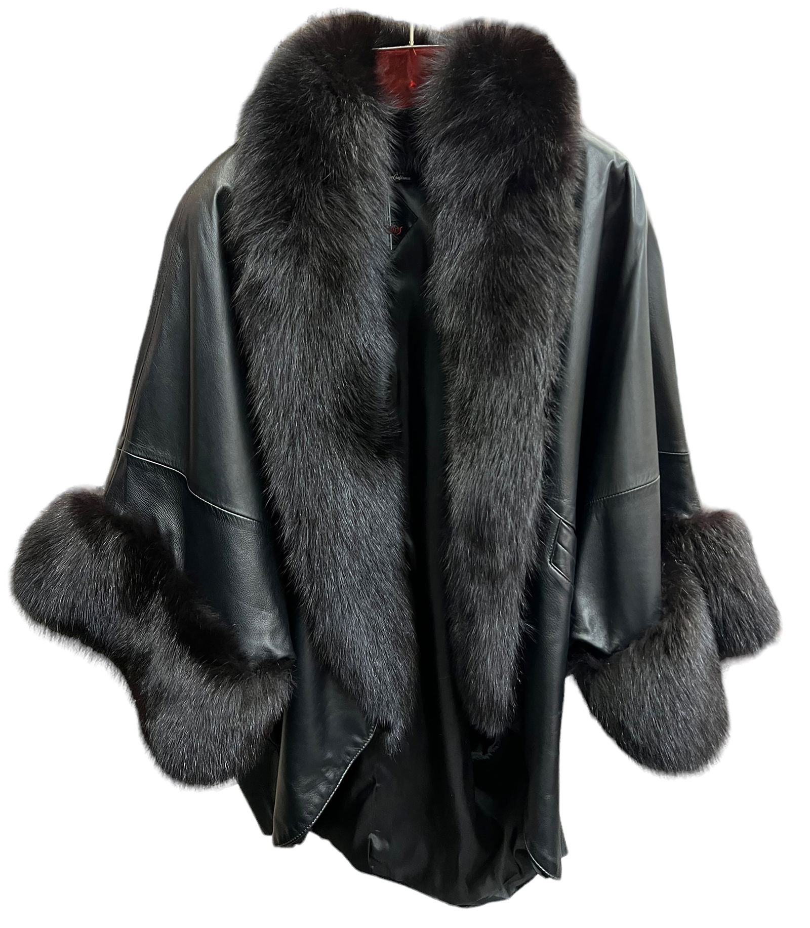 Tibor Leathers Black Leather & Fur Coat. (1 of 4)