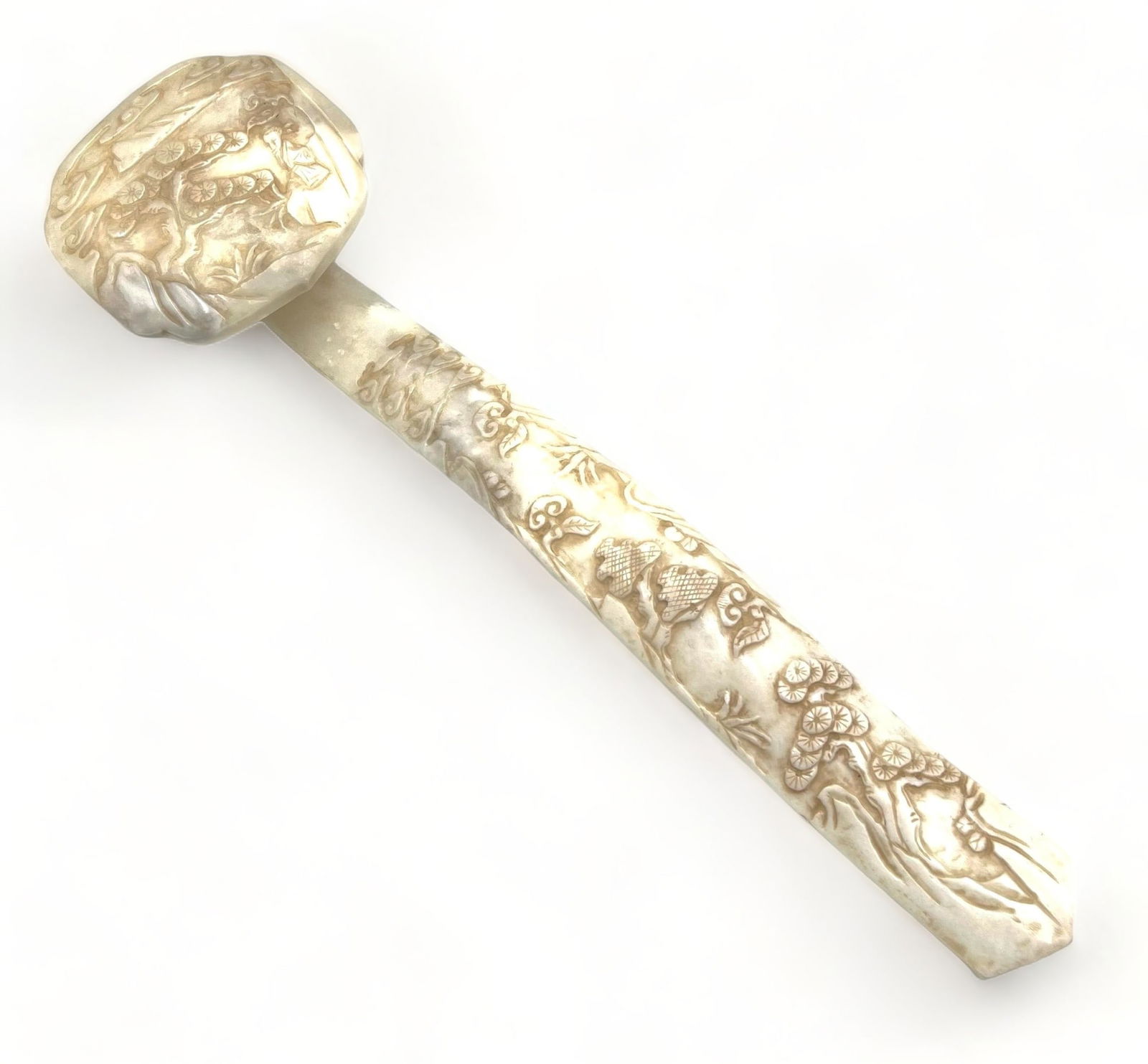 Carved Chinese Hardstone Sceptre or Ruyi. (1 of 4)
