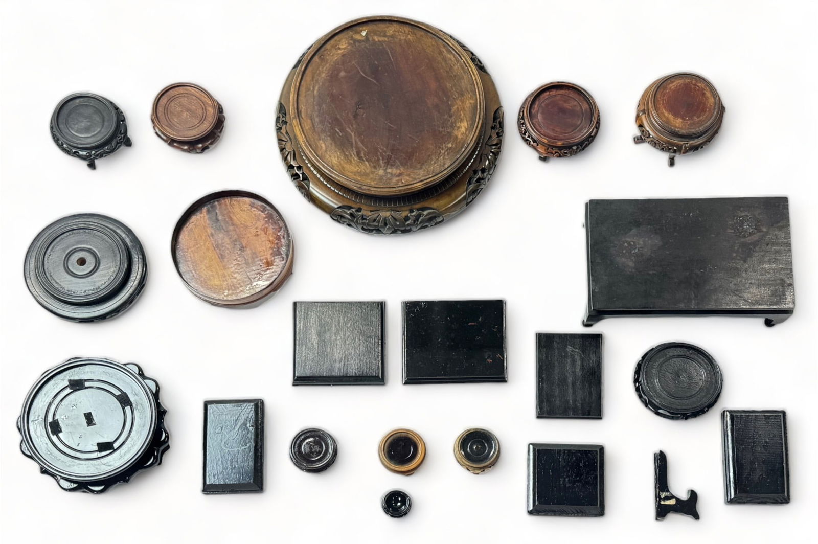 Large Lot of Chinese Wood Stands. (1 of 1)