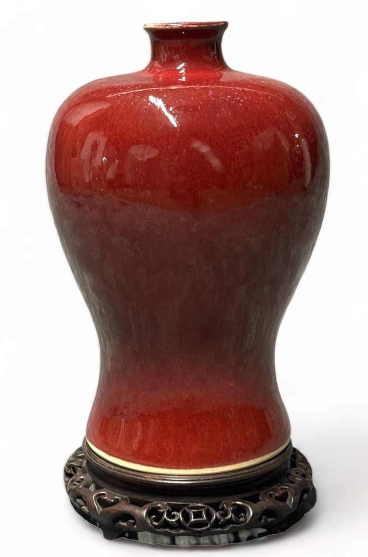 Large Chinese Flambe Vase, Hole In Bottom. Auction