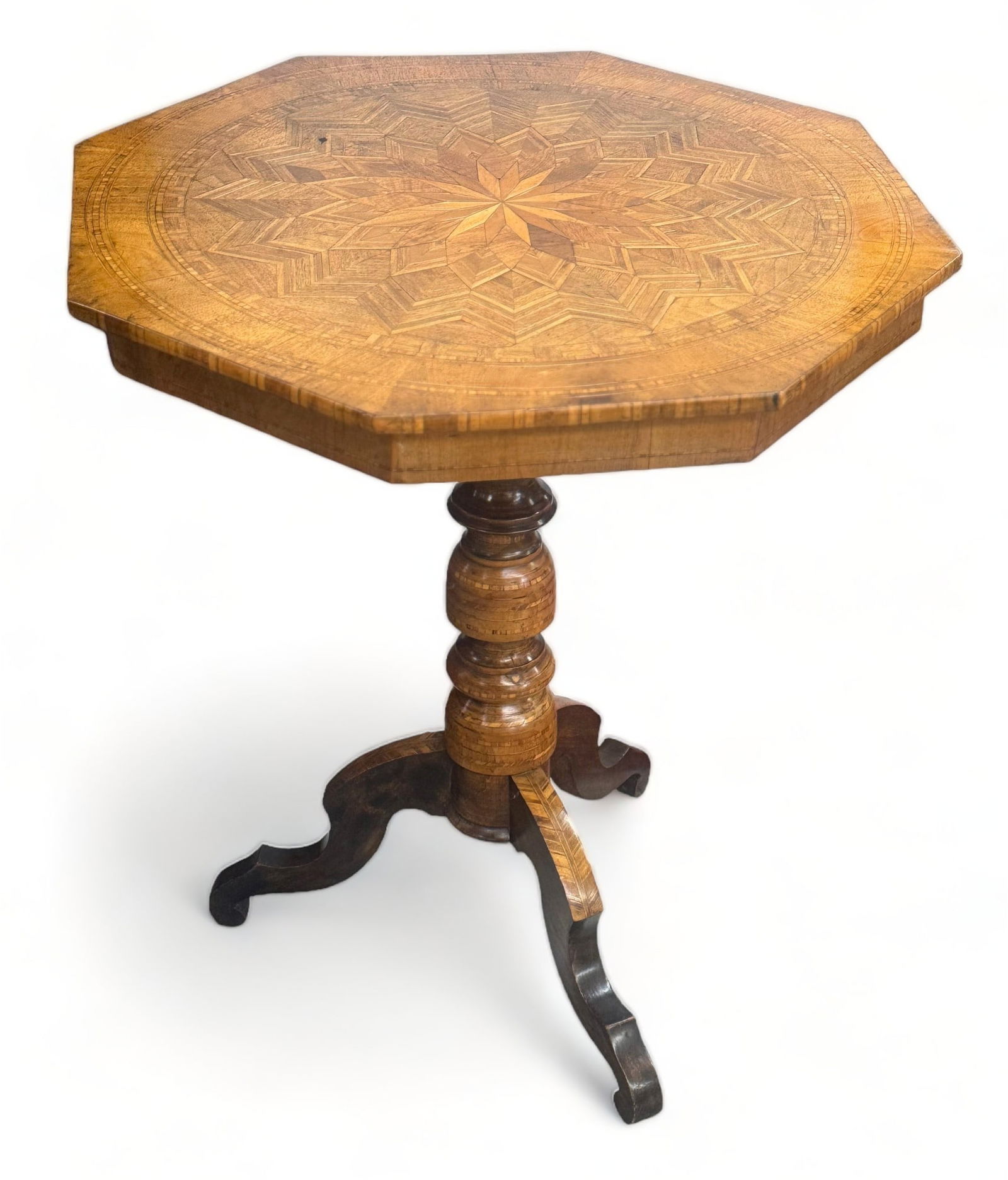 Antique Marquetry / Parquetry Pedestal Table. (1 of 2)