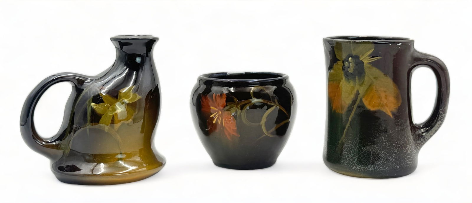 Lot of 3 Painted Pottery Pcs.- Louwelsa Weller. (1 of 3)