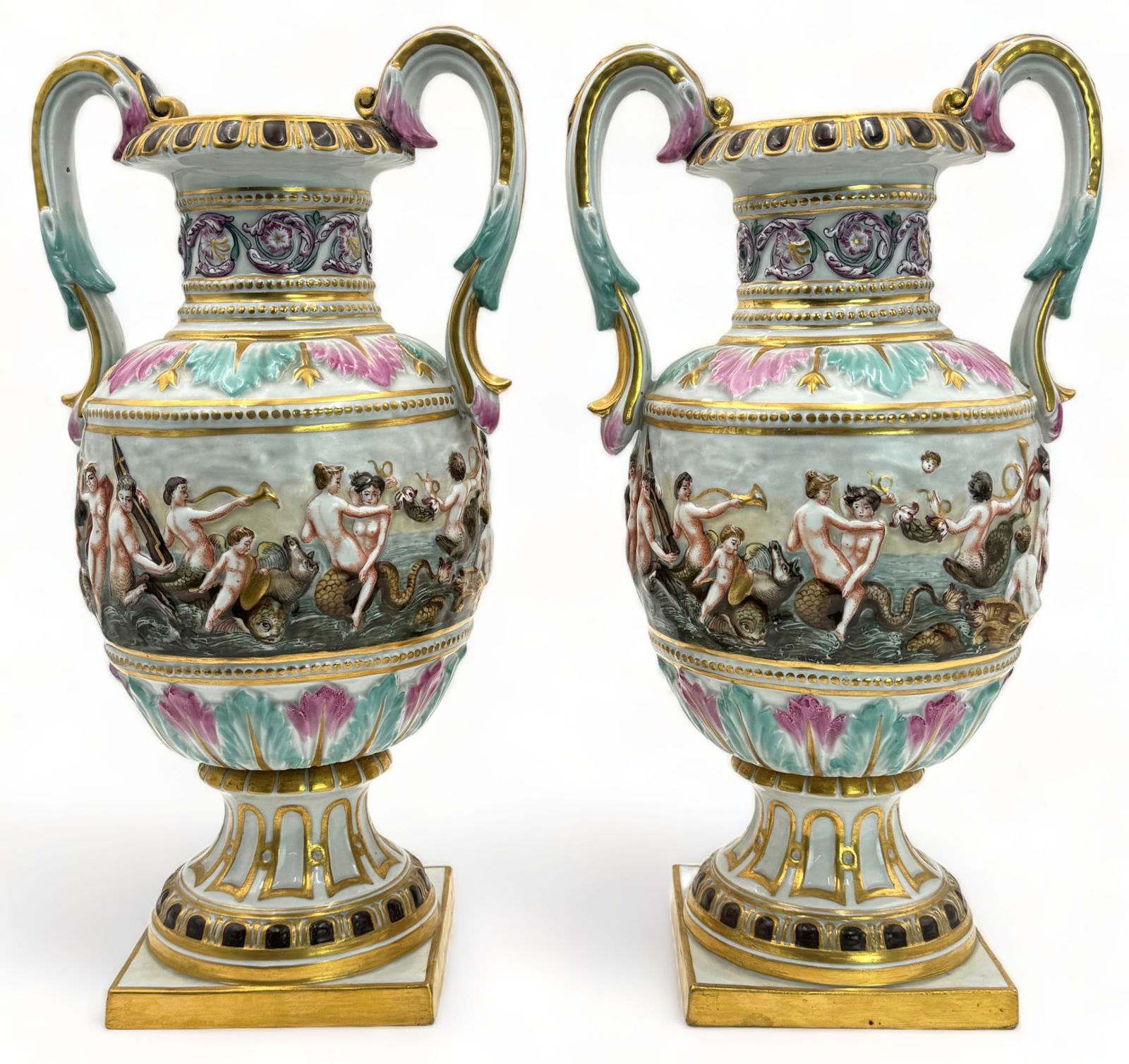 Pair of Porcelain Urn Vases w/ Mythological Scenes (1 of 6)