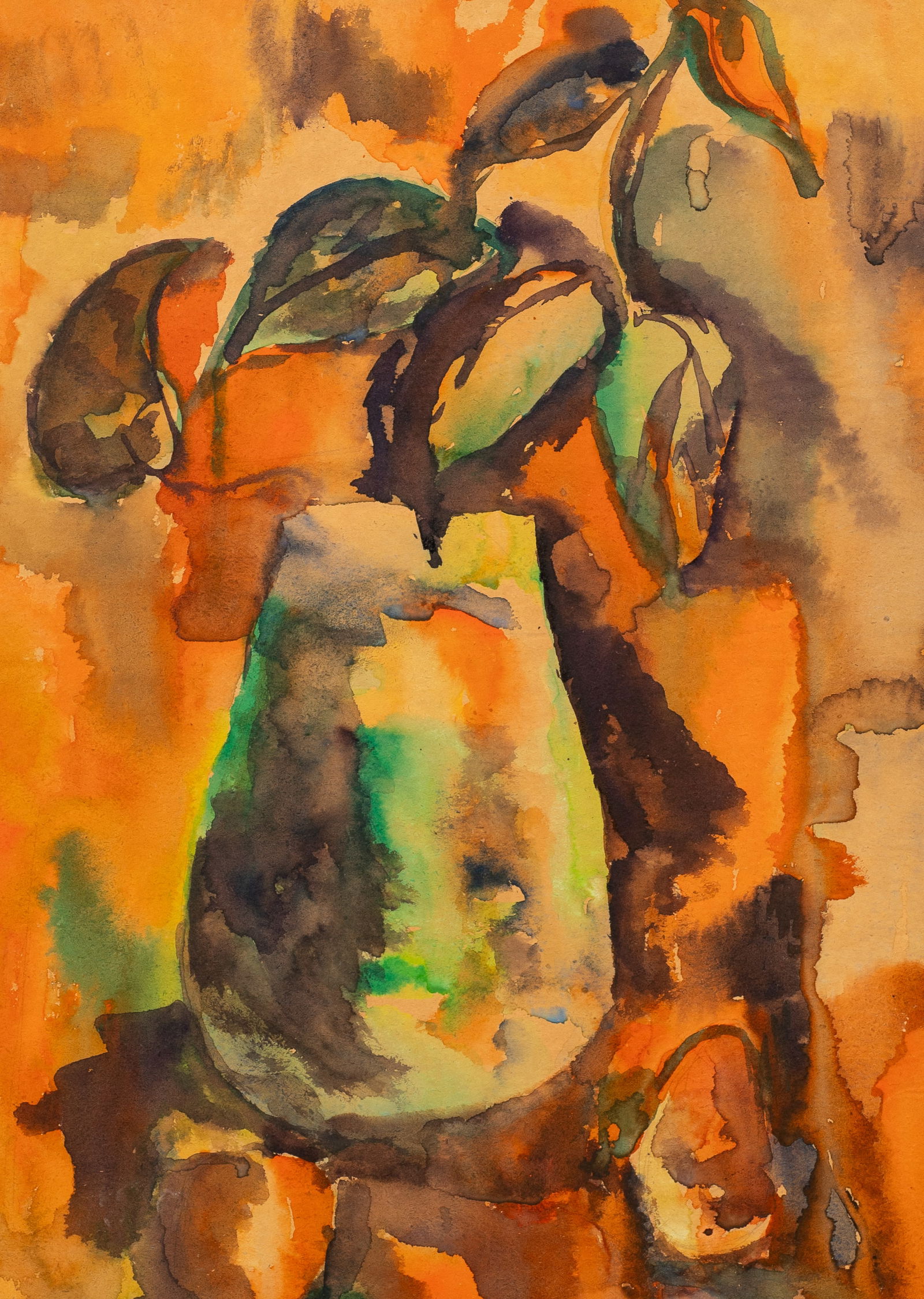 Mid-Century Abstract Still Life Watercolor. (1 of 4)