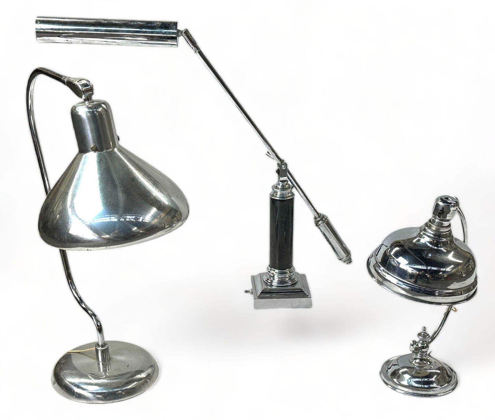Lot of 3 Mid Century Chrome Desk Lamps. (1 of 1)